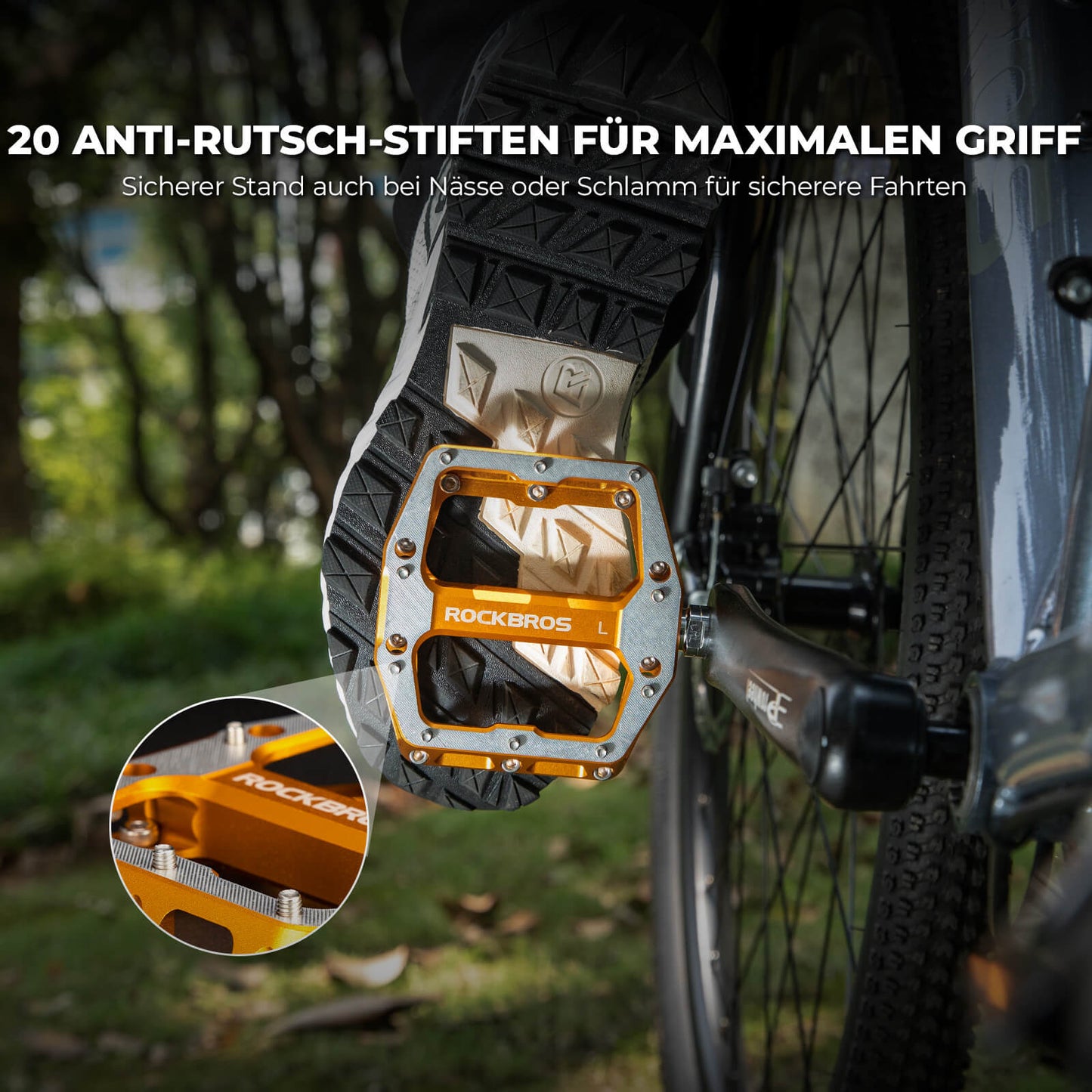 Pedalen met antislip pinnen - Breed platform & chroom-molybdeen as ROCKBROS