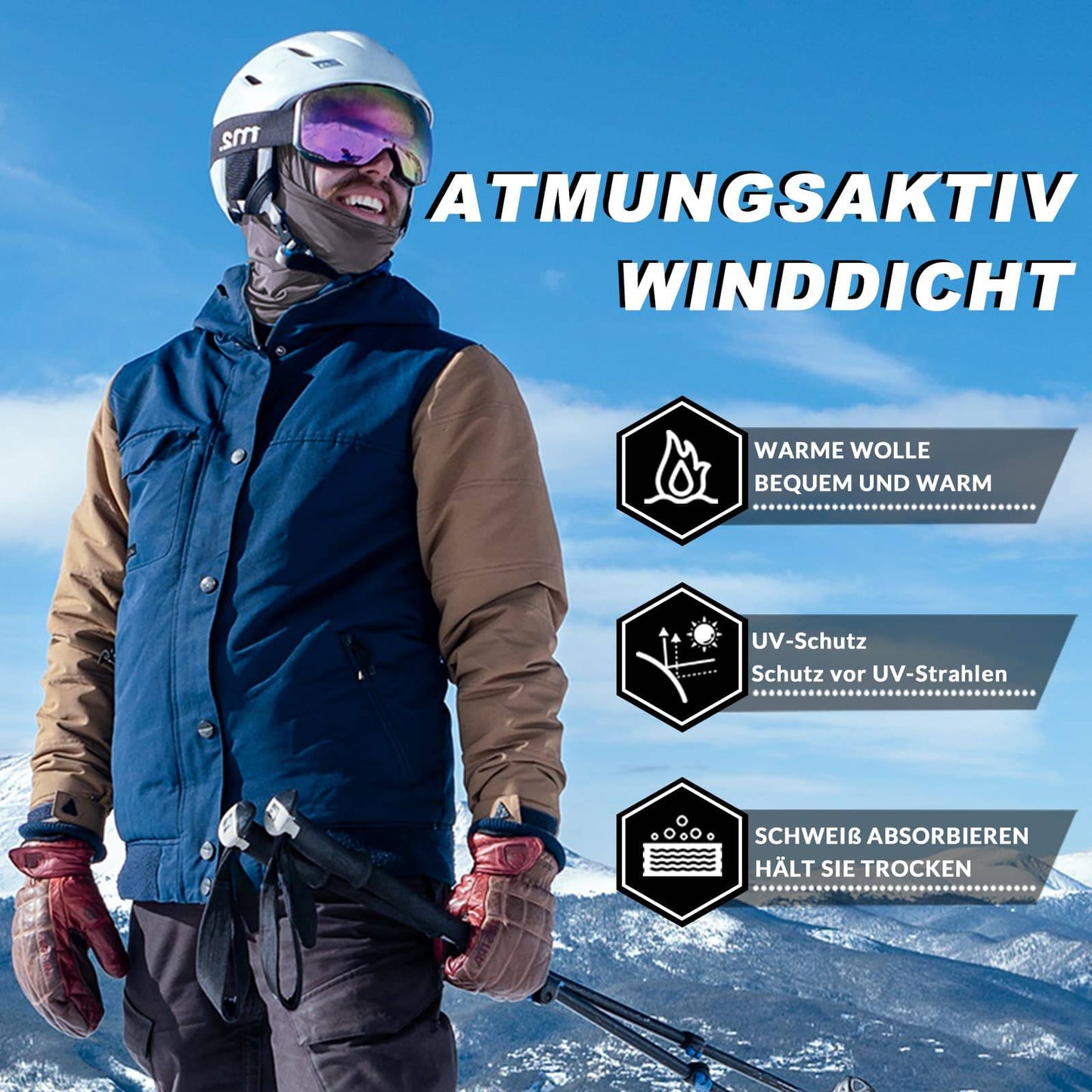 Balaclava 2-pack Herfst/Winter voor buitensporten Unisex ROCKBROS