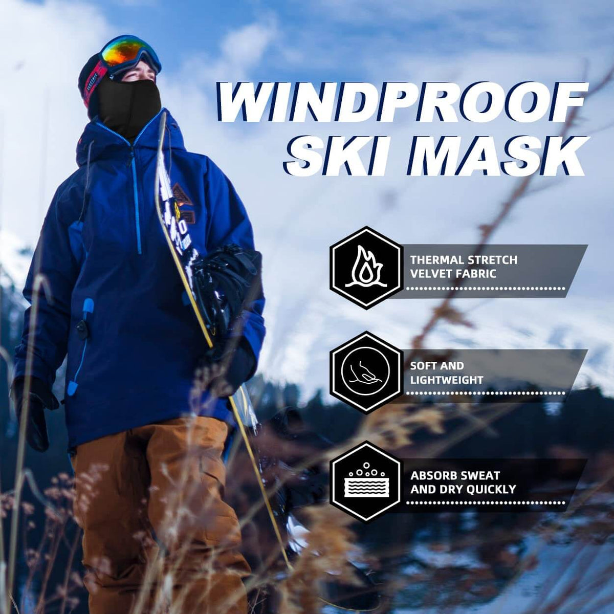 ROCKBROS Bivakmuts Winter Balaclavas voor Outdoorsport