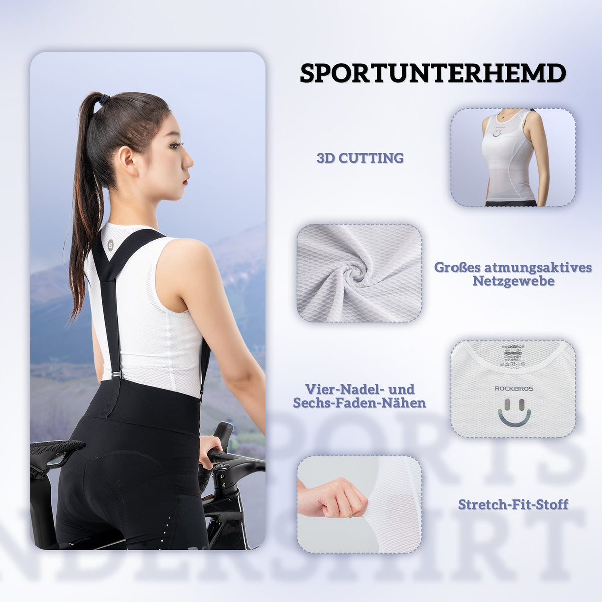 ROCKBROS Dames Sporttop Ademend baselayer Onderhemd voor Fietsen