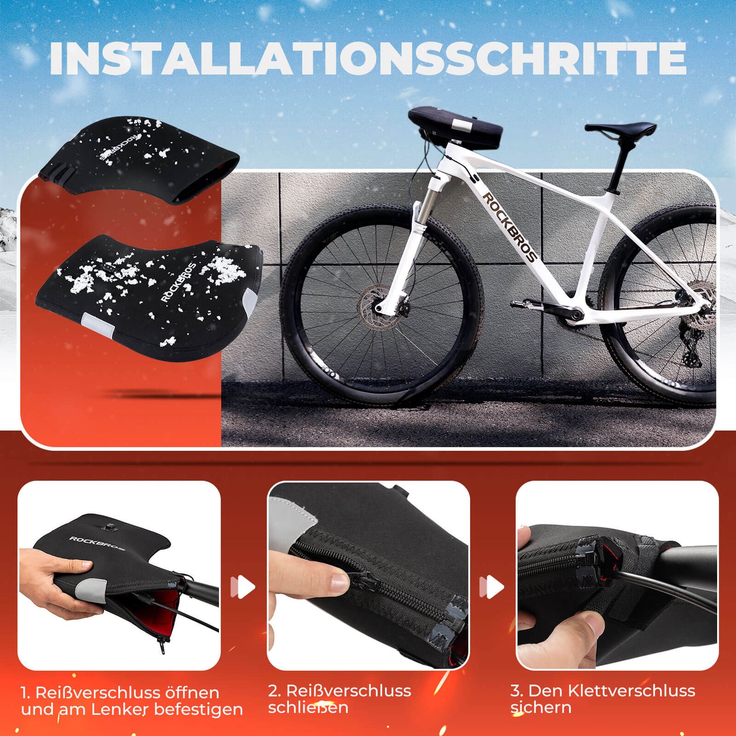 Verwarmde, waterbestendige fietsstuurhoezen - oplaadbaar ROCKBROS