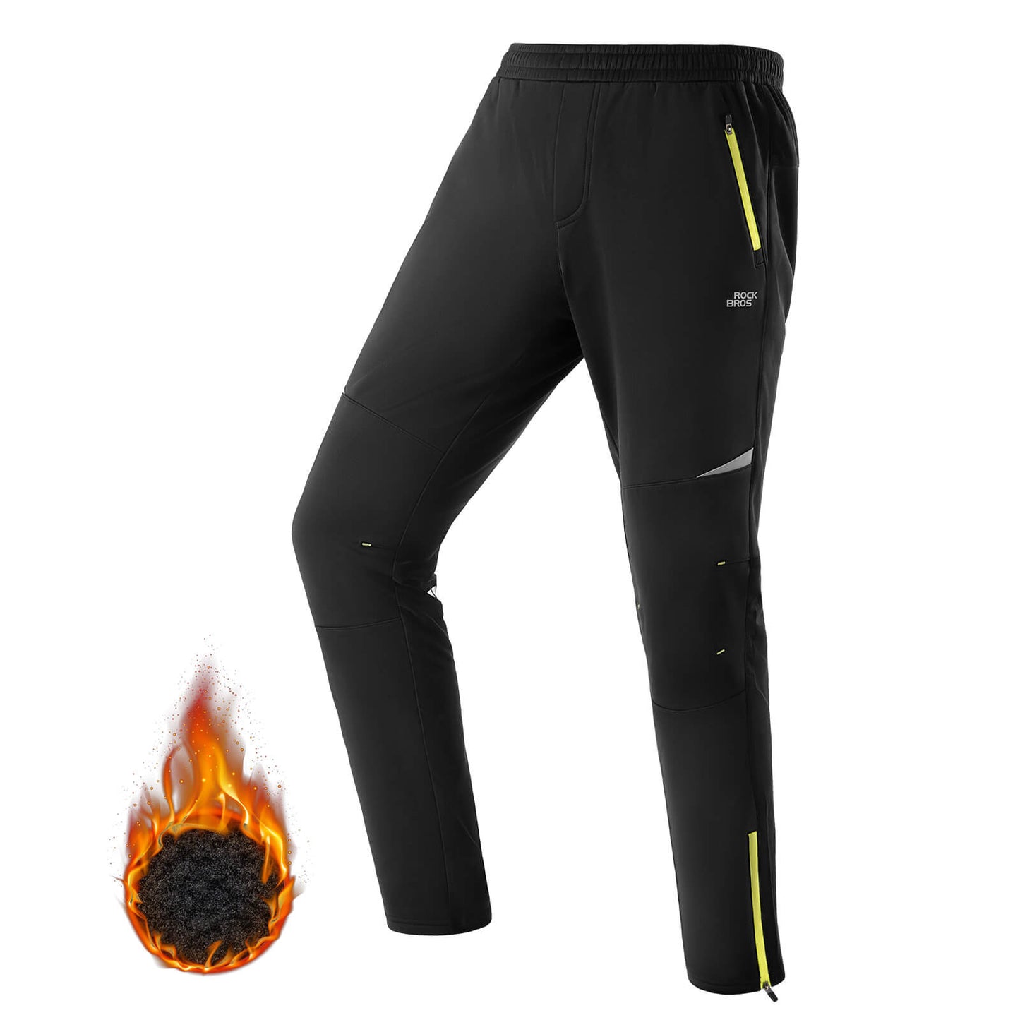 Herenfietsbroek, winddicht en warm voor winterse buitensporten, ROCKBROS