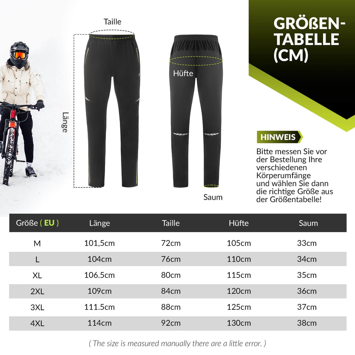Herenfietsbroek, winddicht en warm voor winterse buitensporten, ROCKBROS