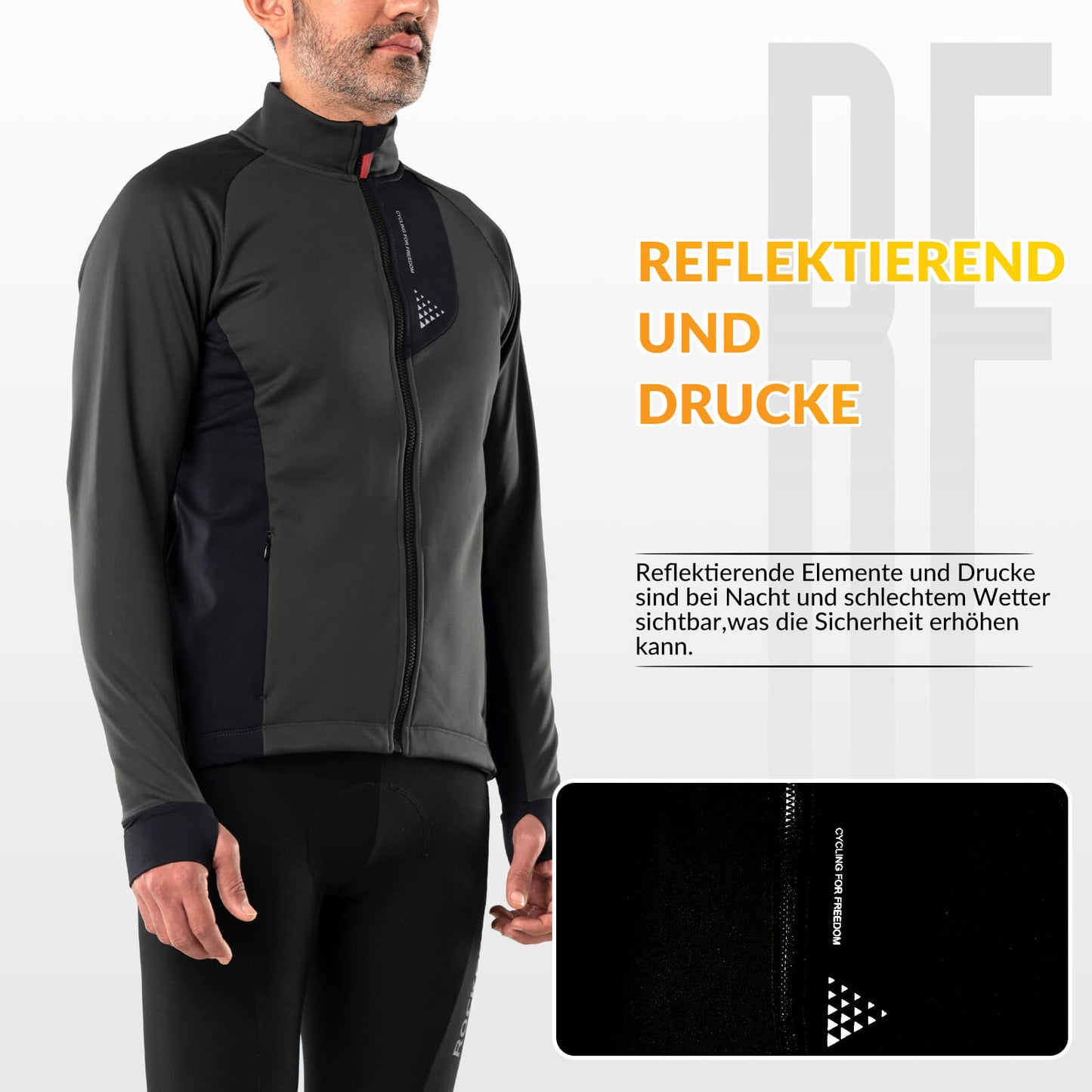 Winterfietsjas voor heren, winddicht, ademend met fleecevoering, ROCKBROS