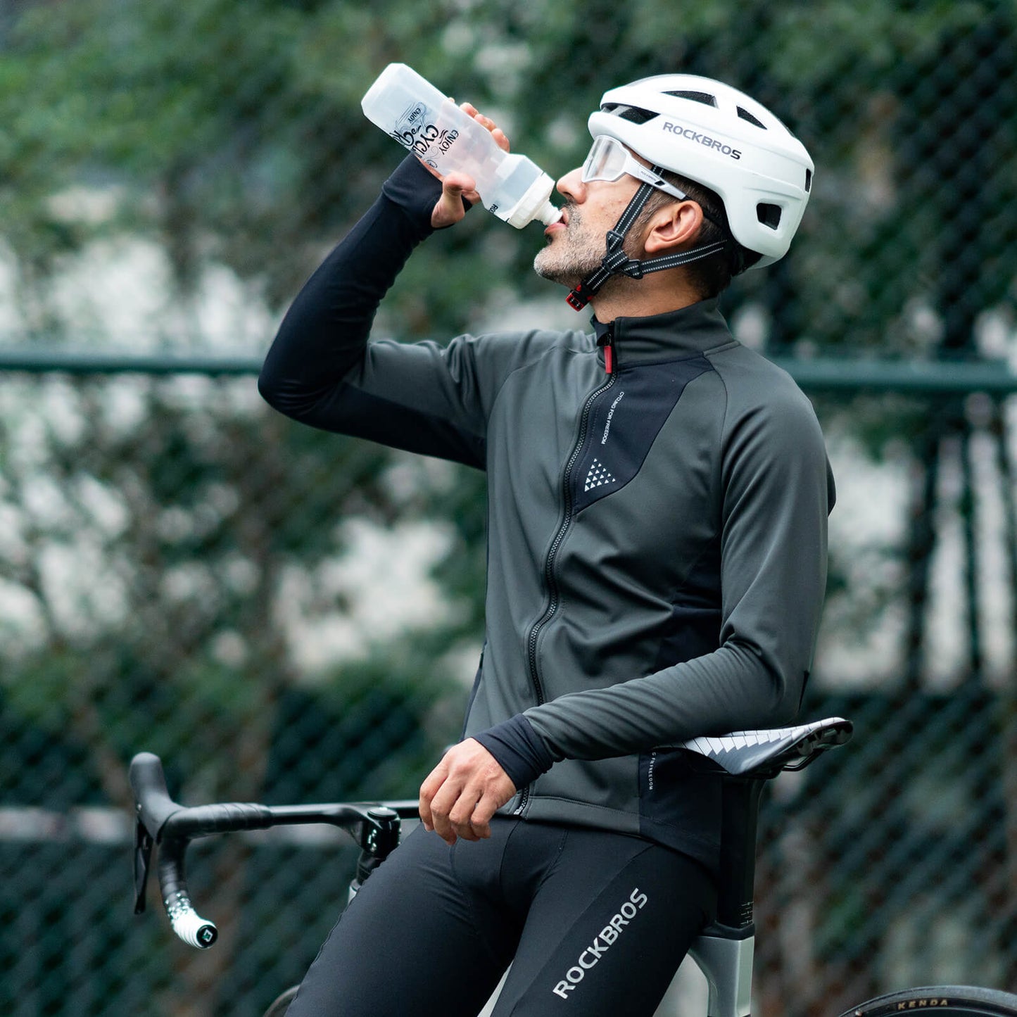 Winterfietsjas voor heren, winddicht, ademend met fleecevoering, ROCKBROS