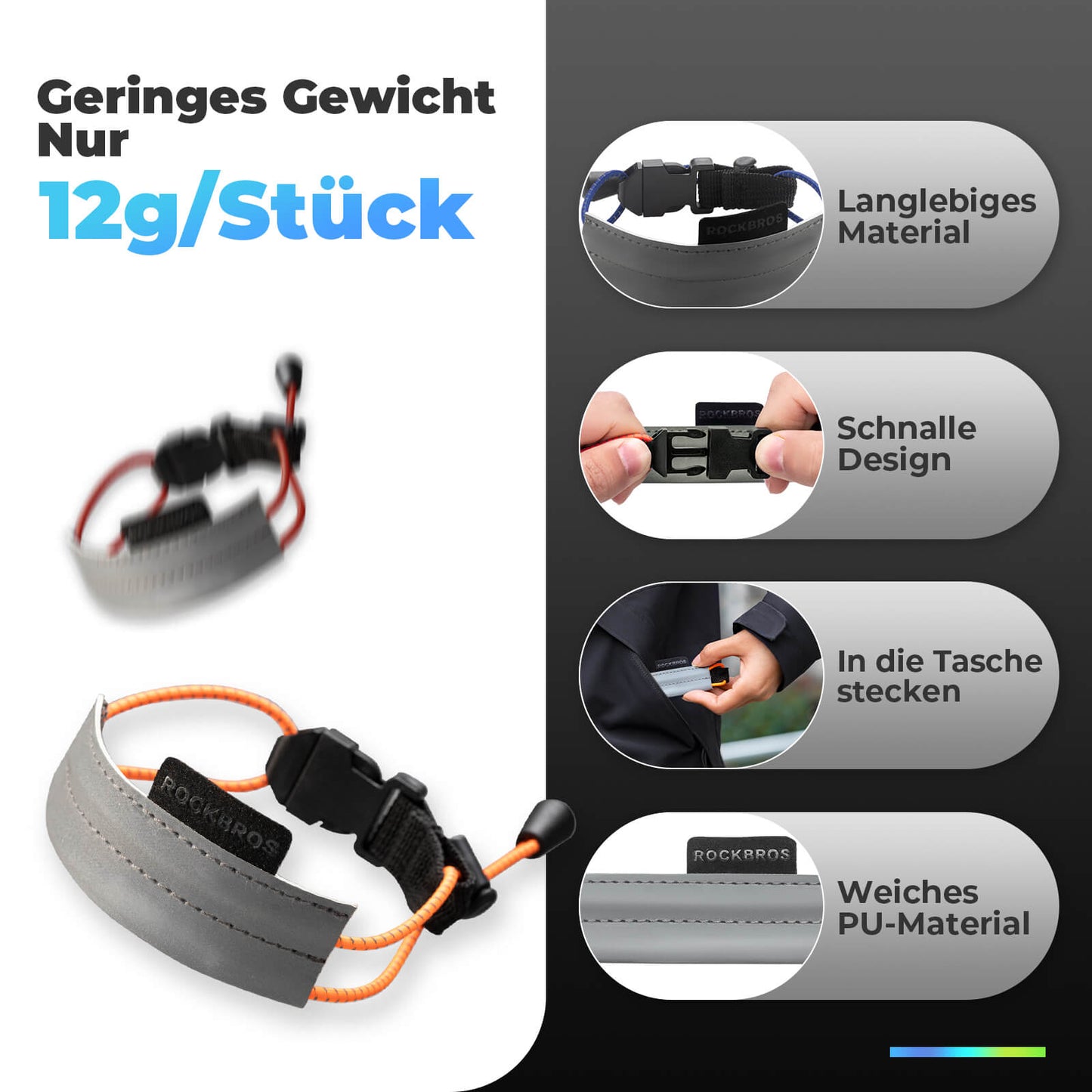 Reflecterende tailleband voor fietsen, reflecterende tape ROCKBROS