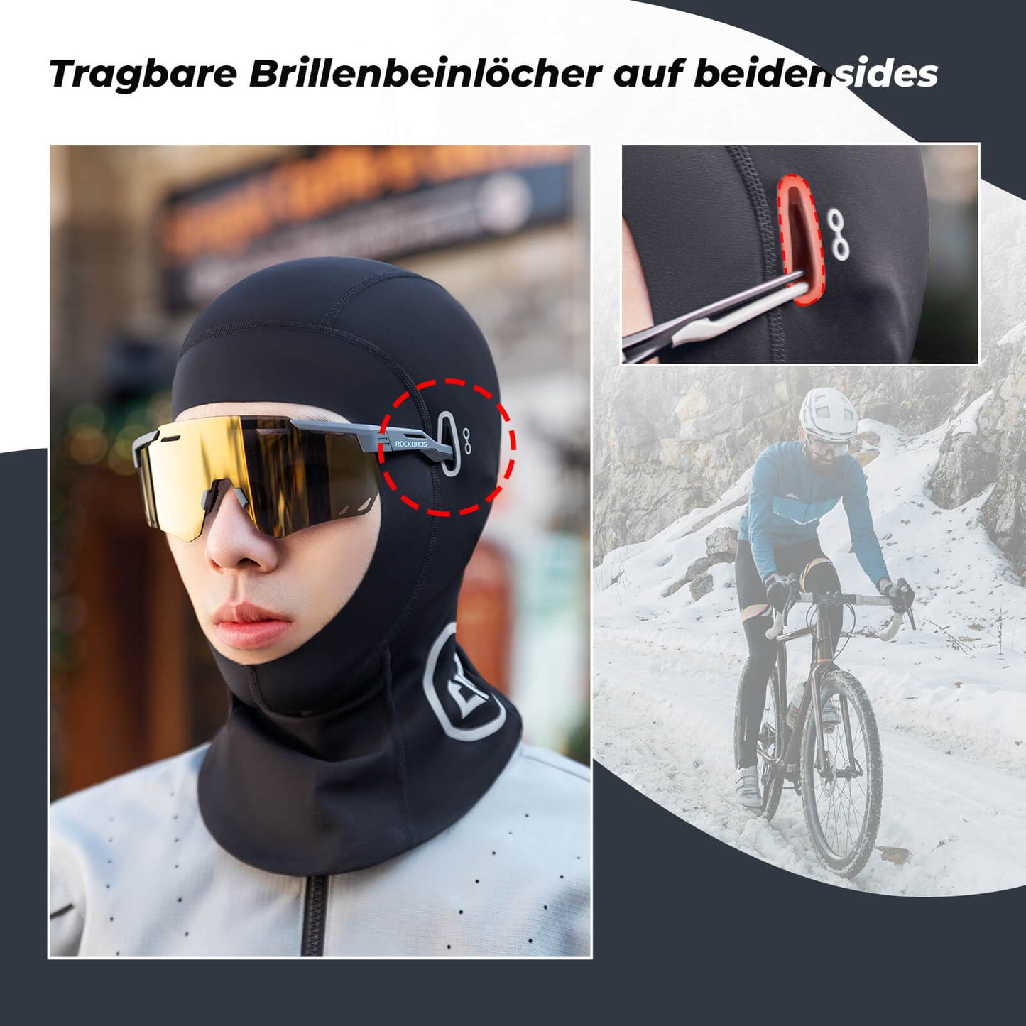Motorhelmkap met ademende bivakmuts voor fietsen en ski?n, unisex, ROCKBROS