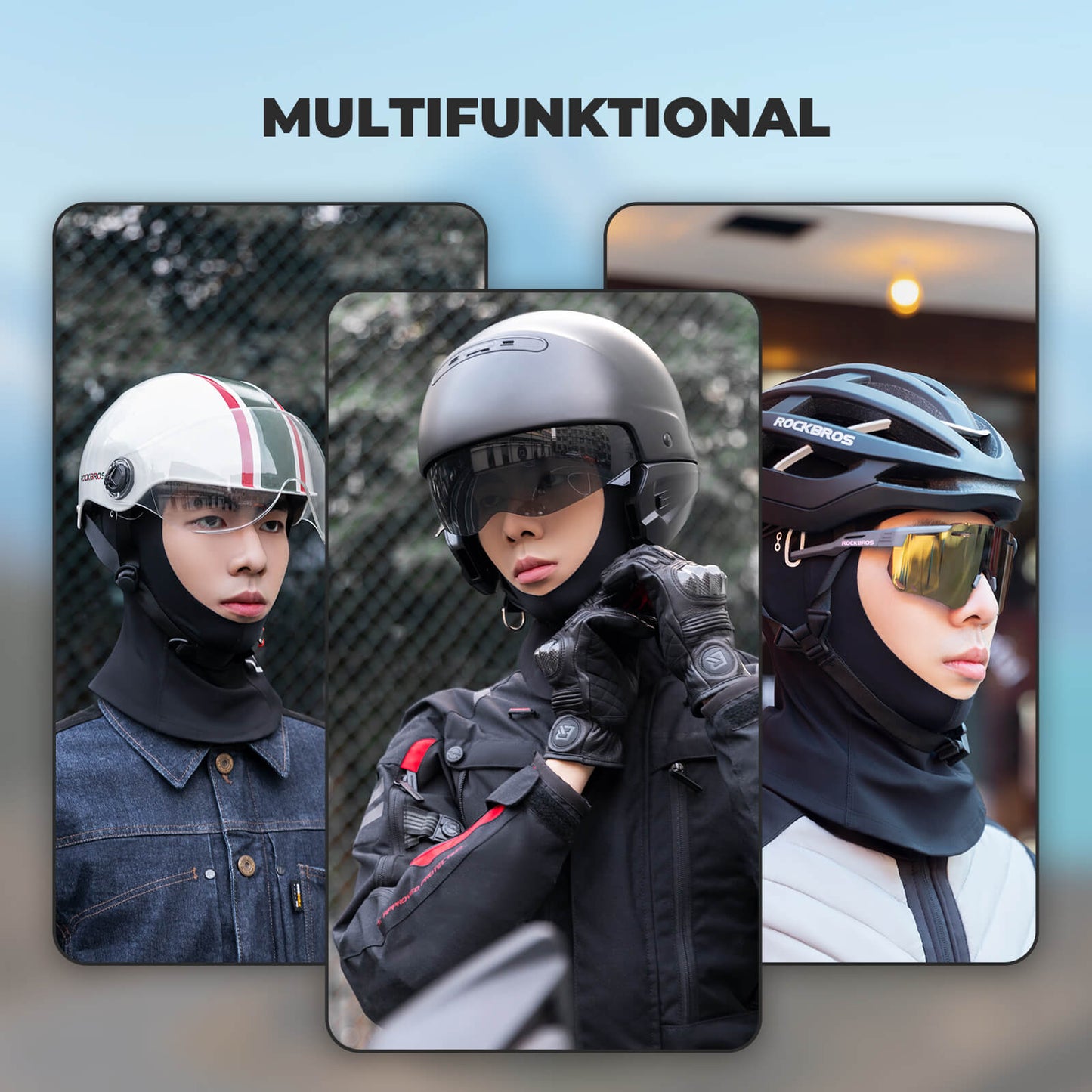 Motorhelmkap met ademende bivakmuts voor fietsen en ski?n, unisex, ROCKBROS