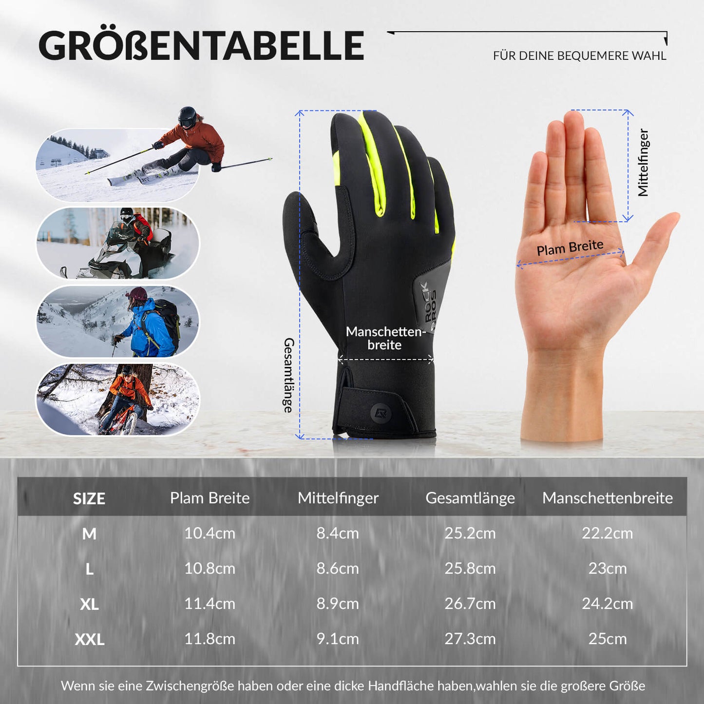 Thermische outdoorhandschoenen voor fietsen en ski?n, touchscreen-compatibel, ROCKBROS