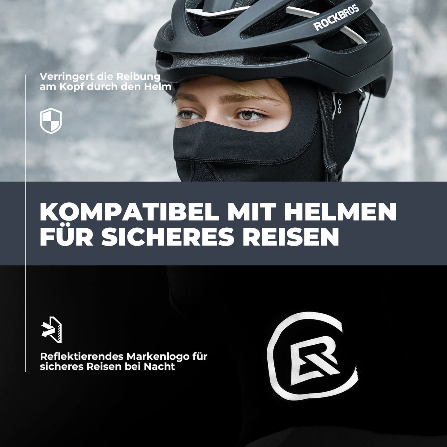 Balaclava, winddicht, ademend fleece, voor buitensporten, unisex, ROCKBROS