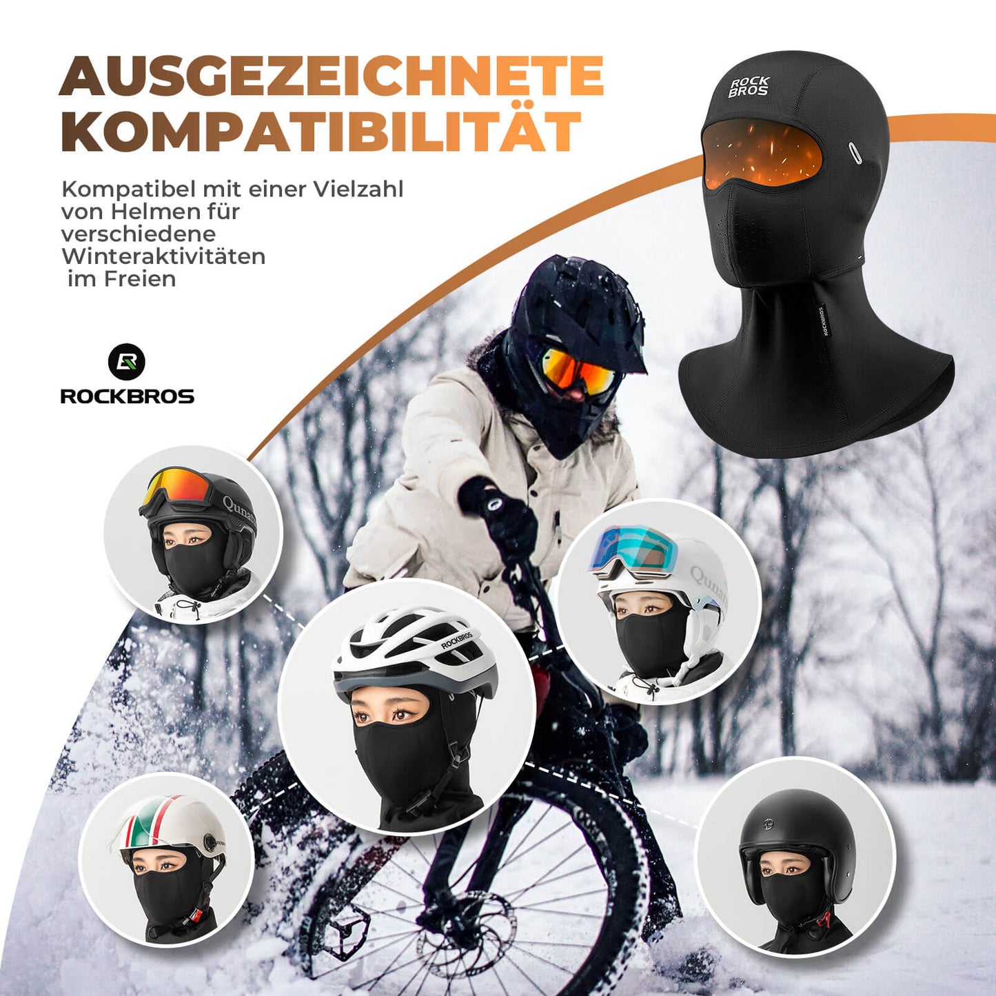 Balaclava, winddichte gezichtsbescherming voor fietsen, unisex, ROCKBROS