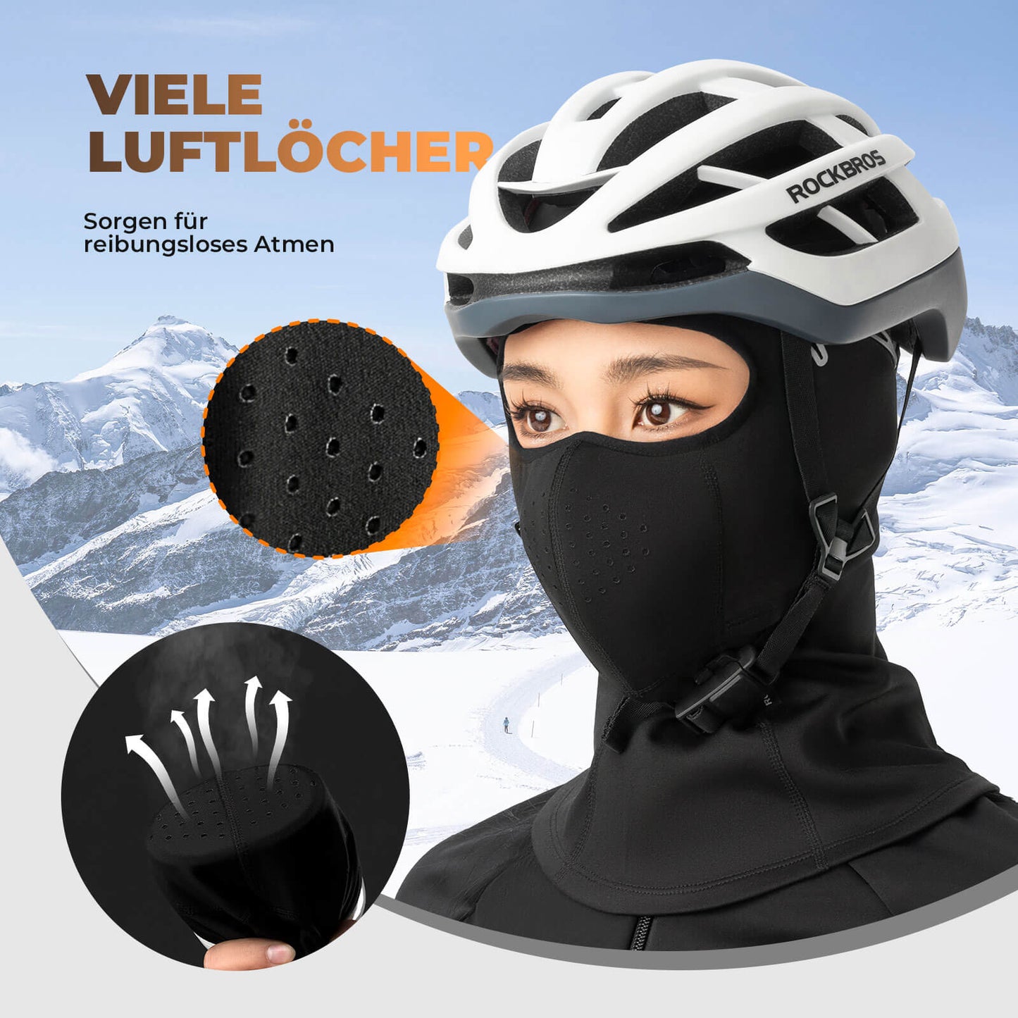 Balaclava, winddichte gezichtsbescherming voor fietsen, unisex, ROCKBROS