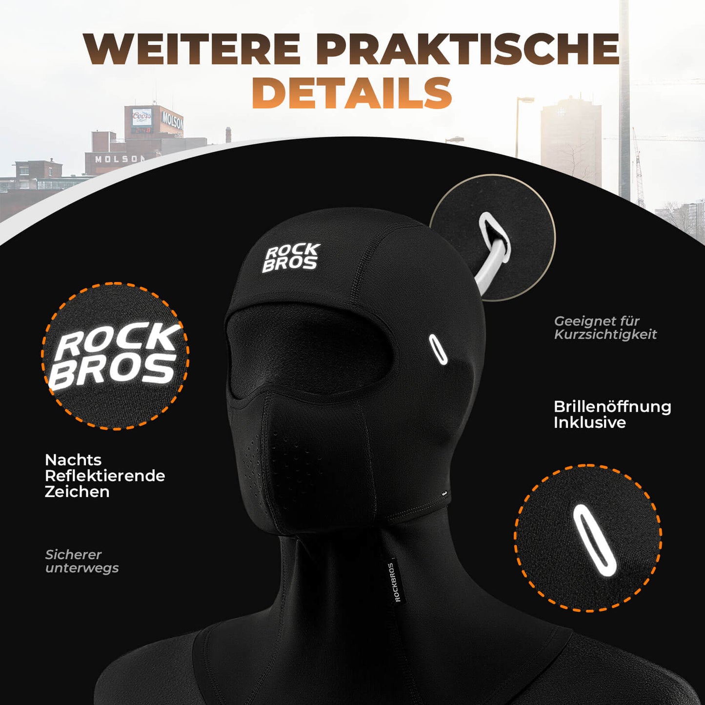 Balaclava, winddichte gezichtsbescherming voor fietsen, unisex, ROCKBROS