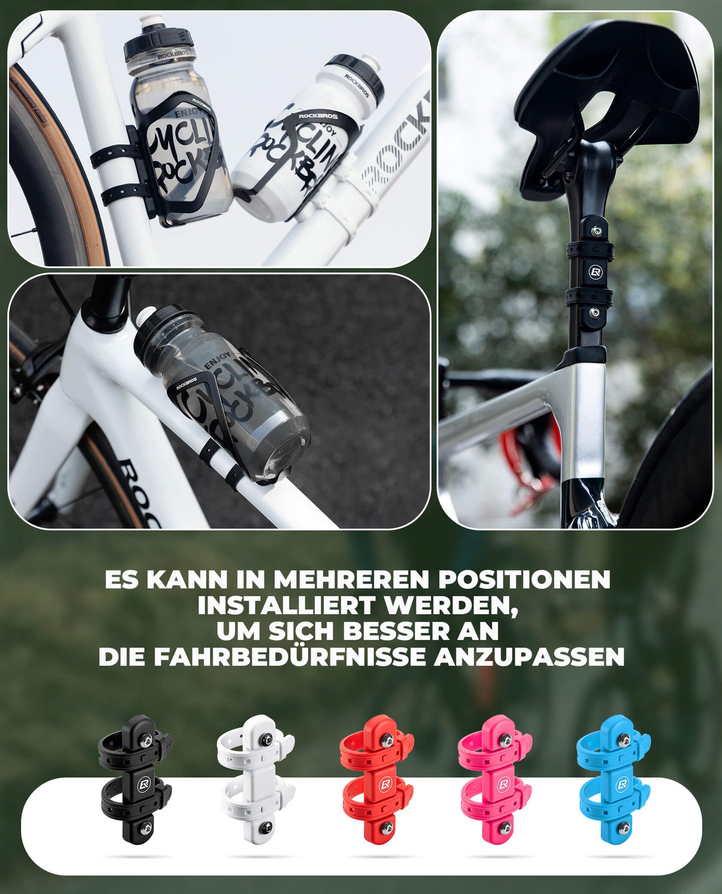 Universele bidonhouder voor fietsen. Geen boren nodig. Basis voor ombouw. ??ROCKBROS