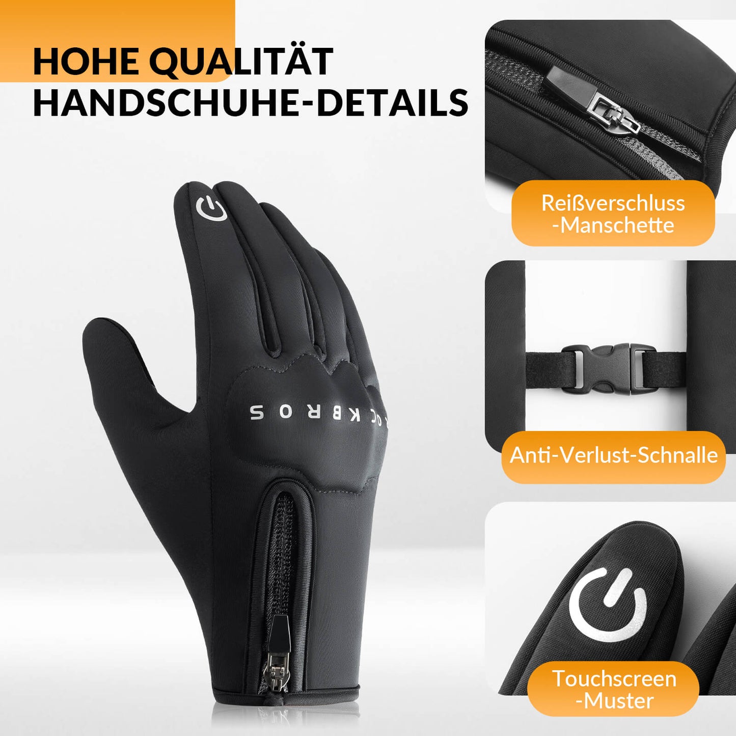 Winterfietshandschoenen met gelvulling, geschikt voor touchscreen, ROCKBROS