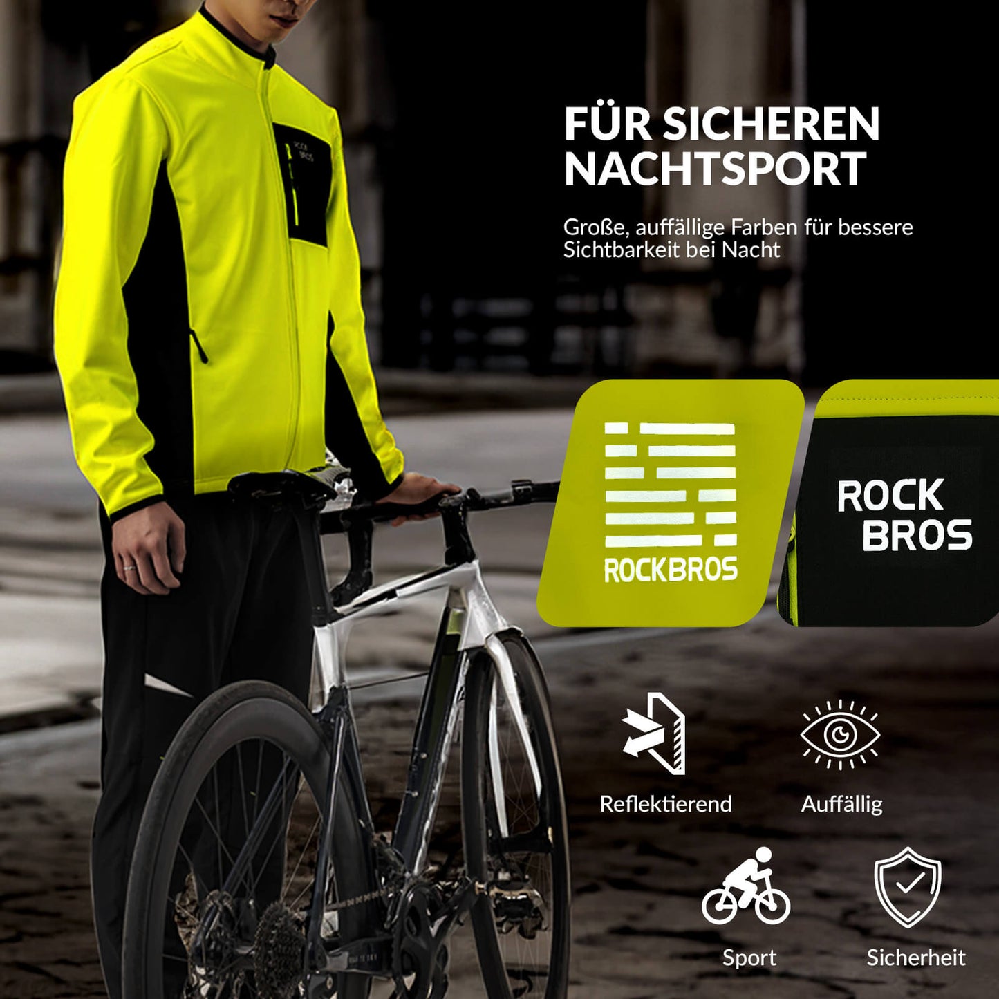Winterfietsjas voor heren, winddicht, warme wandeljas, ROCKBROS