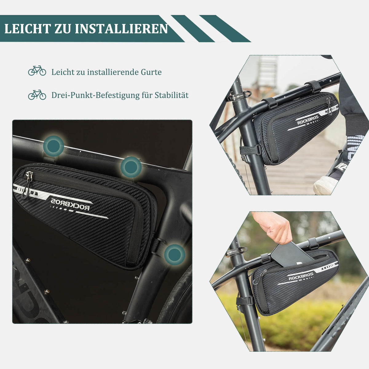 ROCKBROS Frametas waterdicht Driehoekstas voor MTB & Racefietsen 1,2L