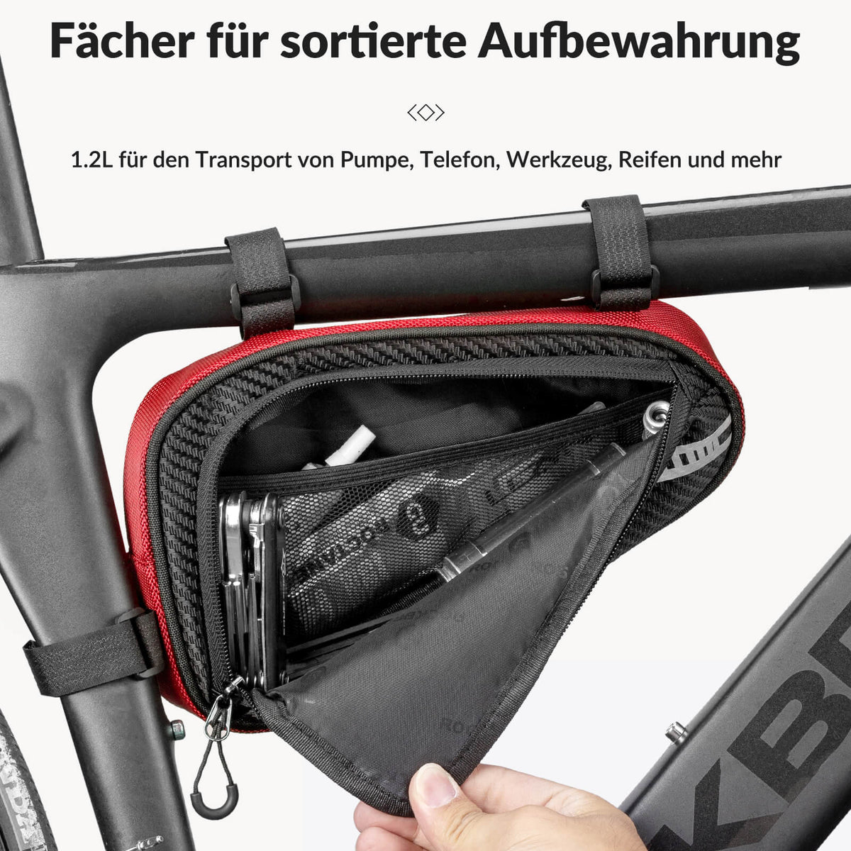 ROCKBROS Frametas waterdicht Driehoekstas voor MTB & Racefietsen 1,2L