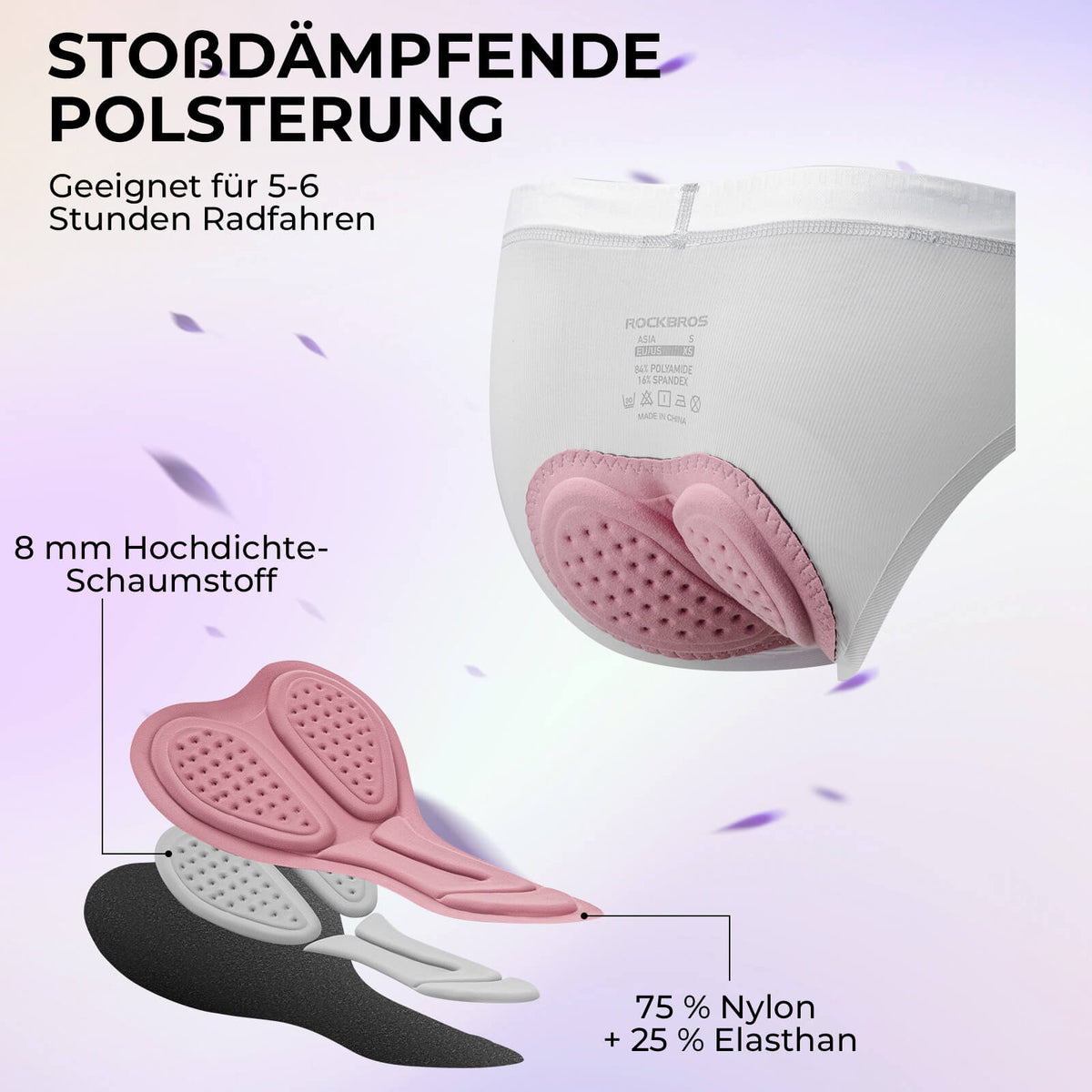 ROCKBROS Dames Fietsonderbroek Ademende 4D Gevoerde Fietsbroek Elastisch