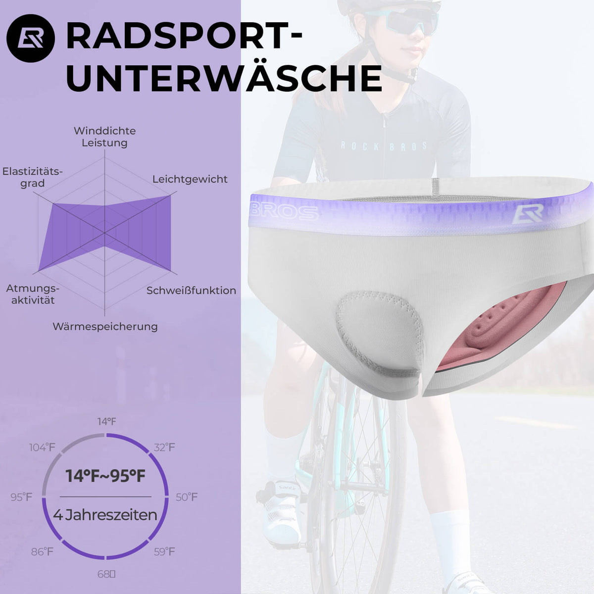 ROCKBROS Dames Fietsonderbroek Ademende 4D Gevoerde Fietsbroek Elastisch