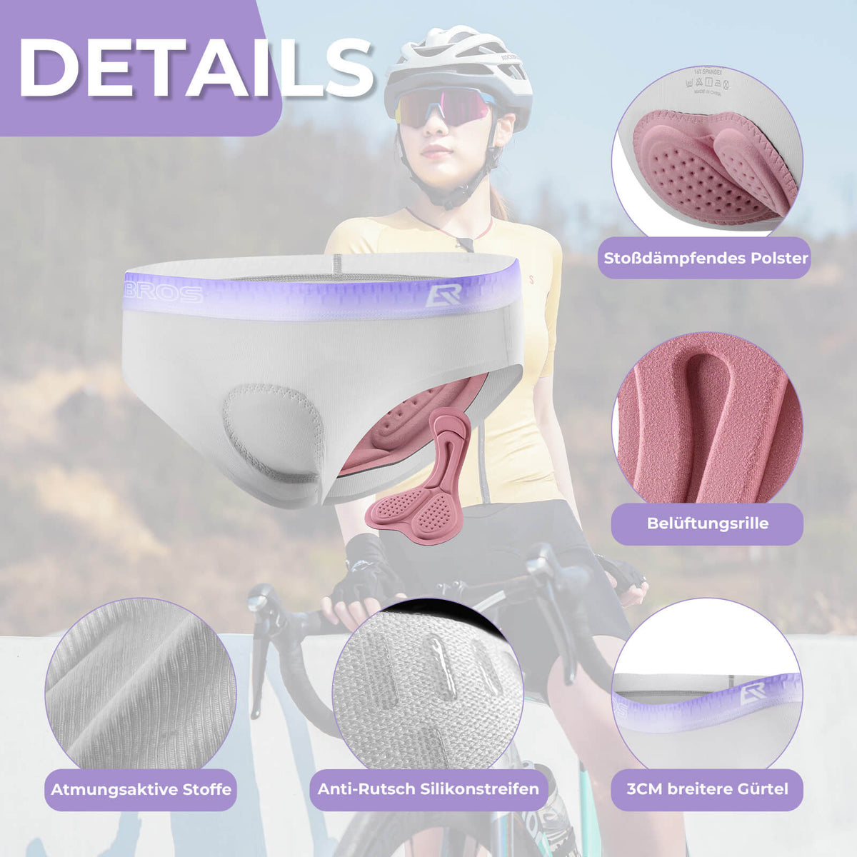 ROCKBROS Dames Fietsonderbroek Ademende 4D Gevoerde Fietsbroek Elastisch