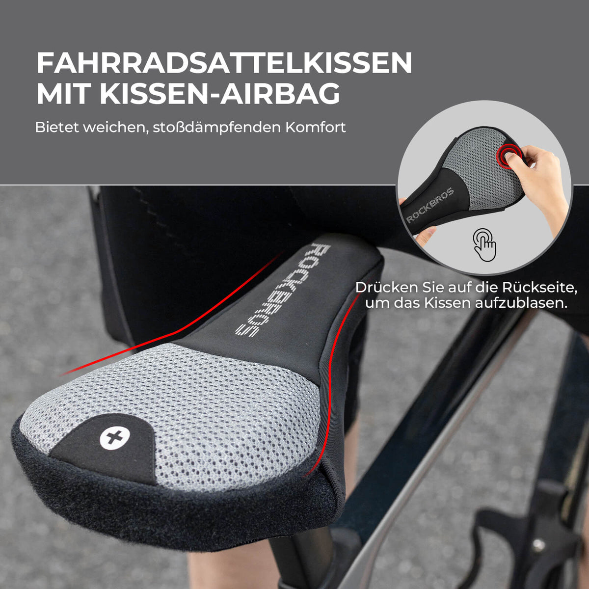 ROCKBROS Fiets Opblaasbaar Zadelhoes Gevoerd met Hoes