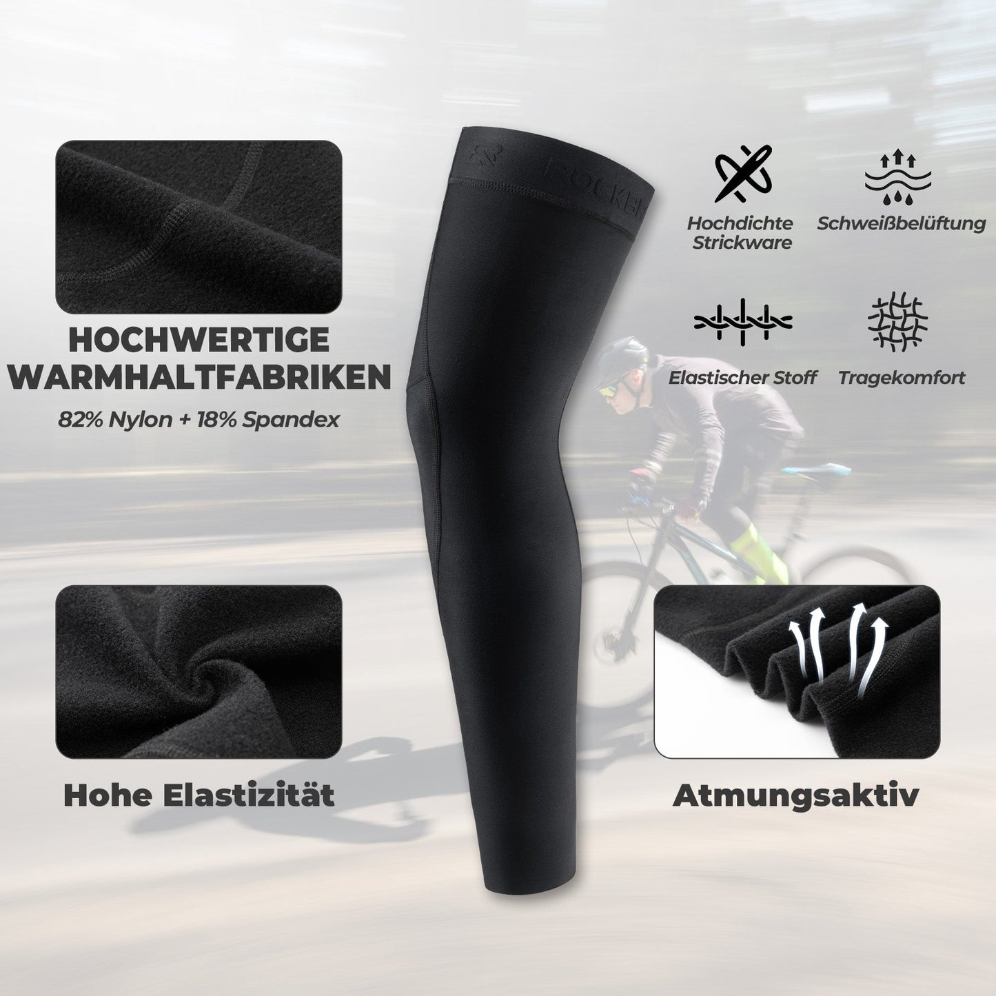 Fietsbeenwarmers, antislip winterkniebeschermers voor mannen en vrouwen, ROCKBROS