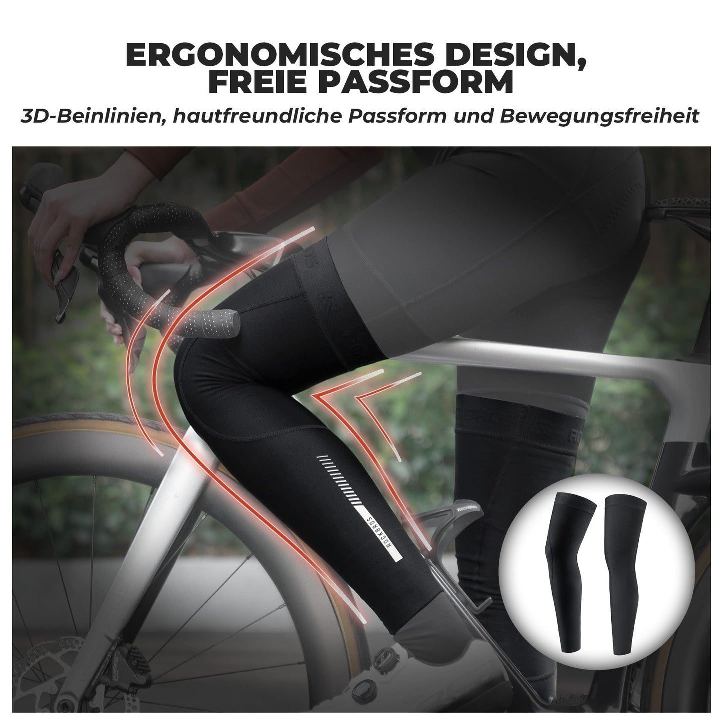 Fietsbeenwarmers, antislip winterkniebeschermers voor mannen en vrouwen, ROCKBROS