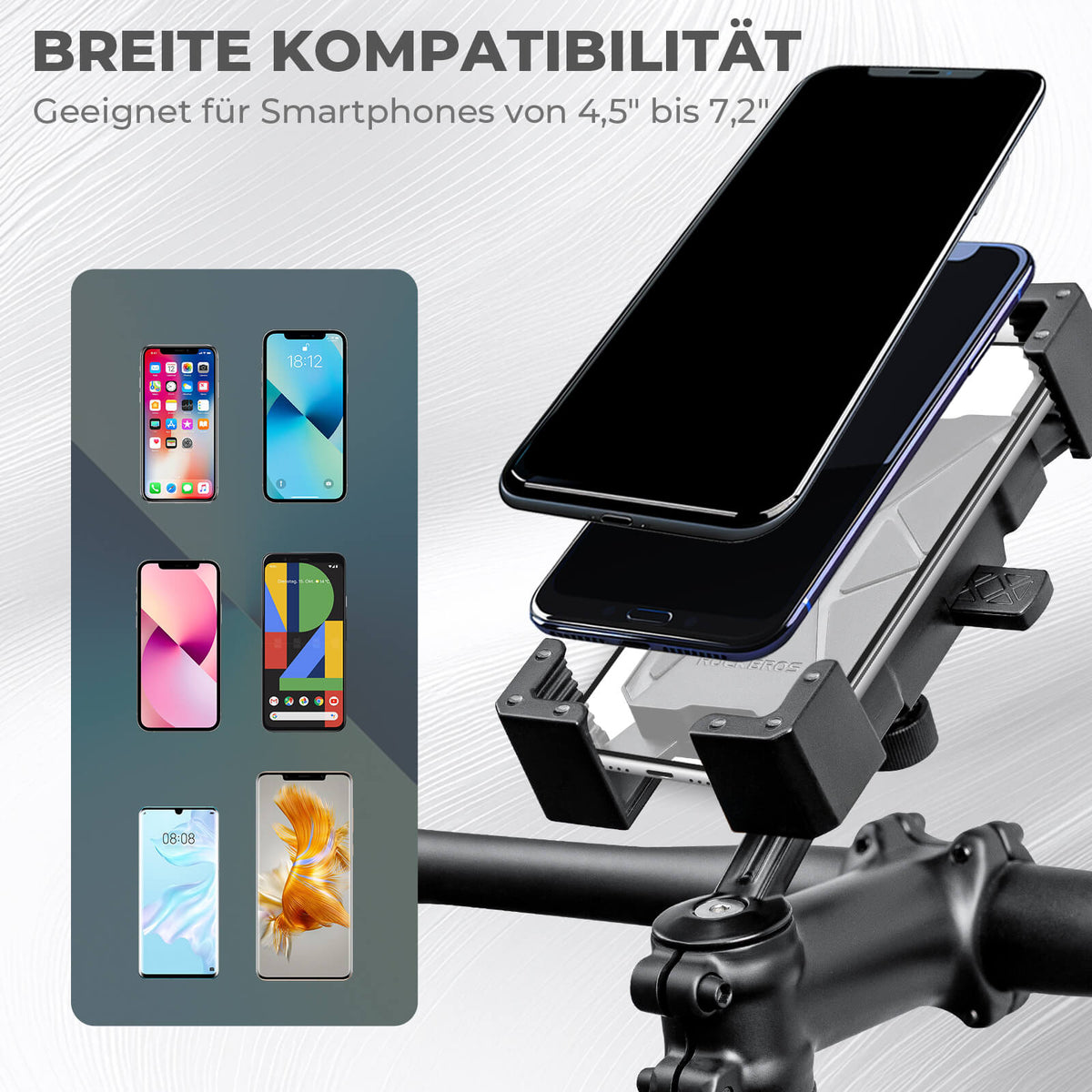 ROCKBROS Fiets Telefoonhouder 360° Draaibaar voor Telefoon 4.5~7.2"