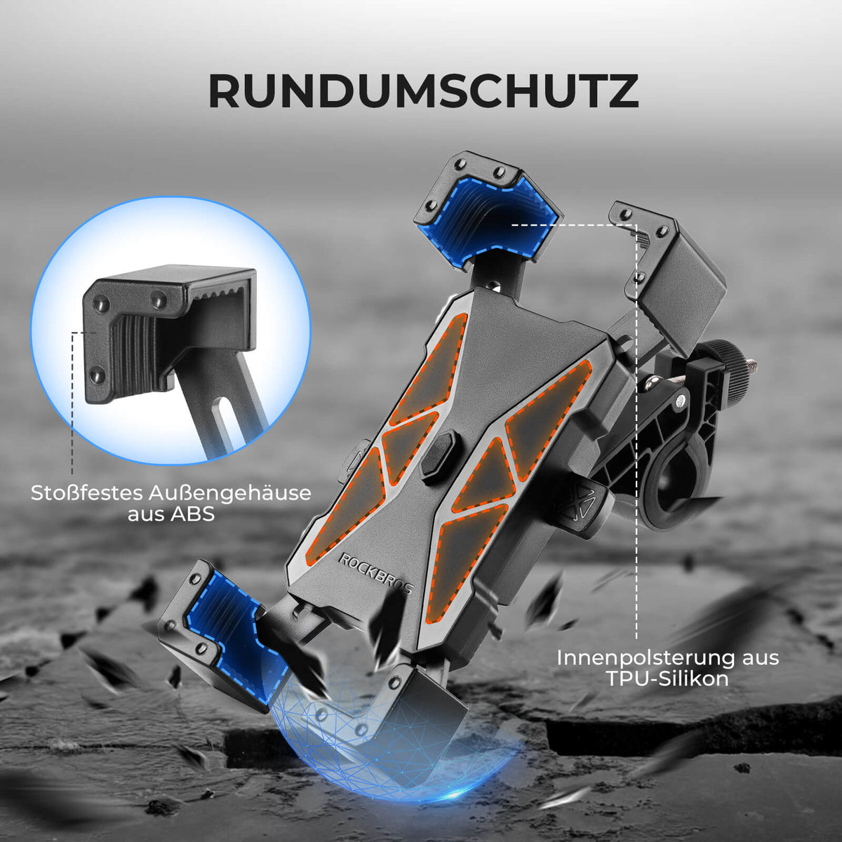 ROCKBROS Fiets Telefoonhouder 360° Draaibaar voor Telefoon 4.5~7.2"