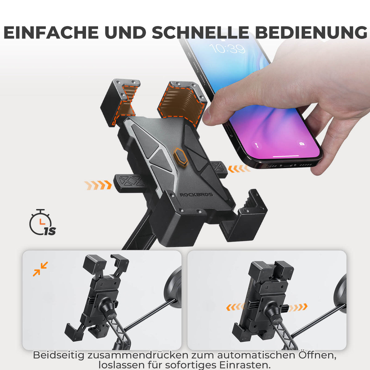 ROCKBROS Fiets Telefoonhouder 360° Draaibaar voor Telefoon 4.5~7.2"