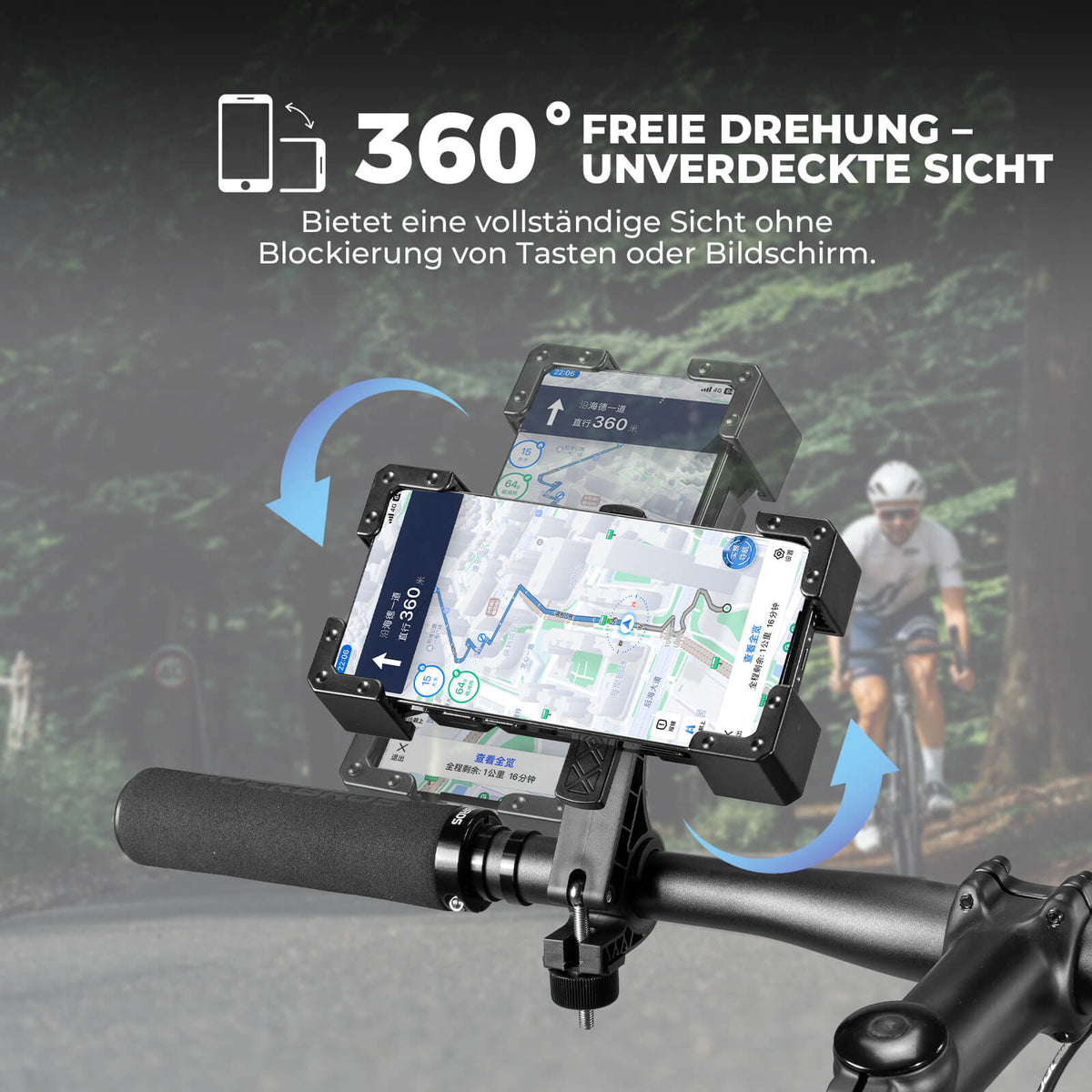 ROCKBROS Fiets Telefoonhouder 360° Draaibaar voor Telefoon 4.5~7.2"