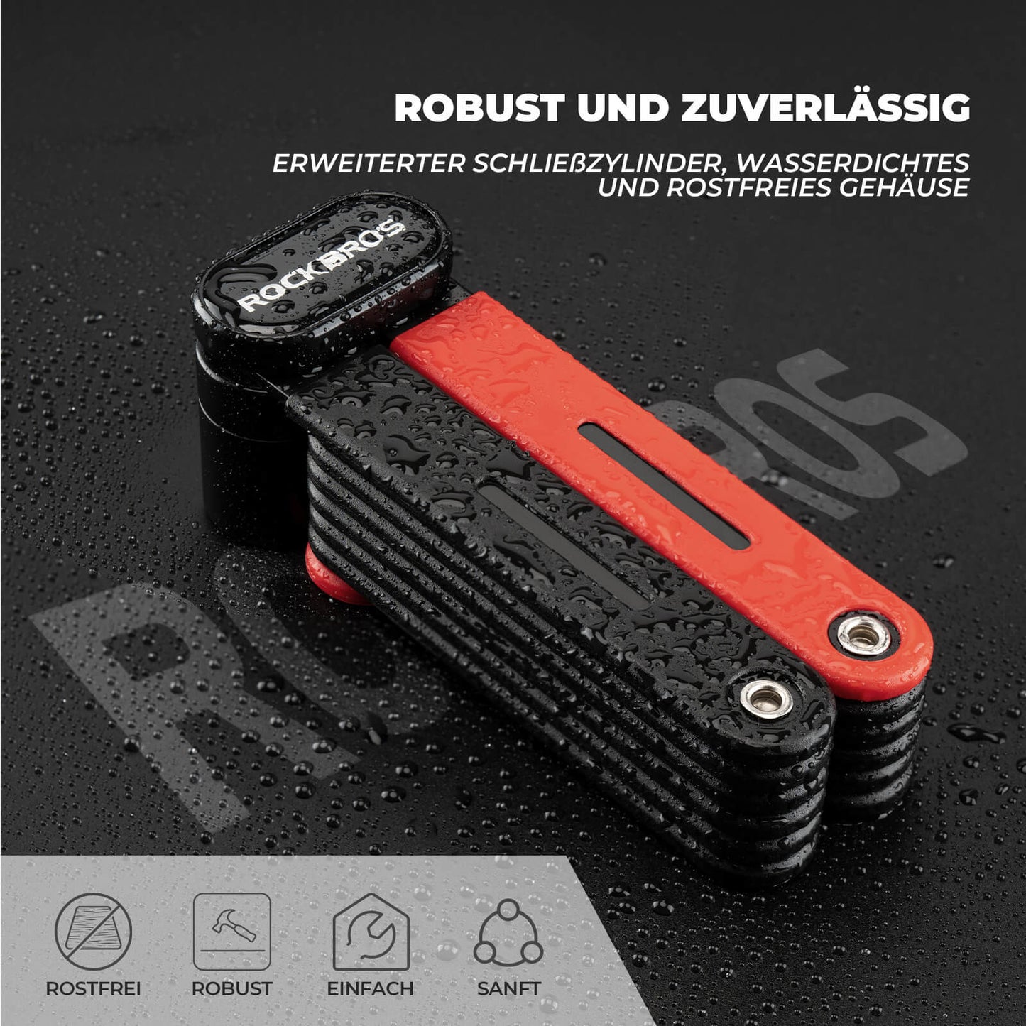 Opvouwbaar fietsslot, robuust antidiefstalapparaat met 2 sleutels, ROCKBROS