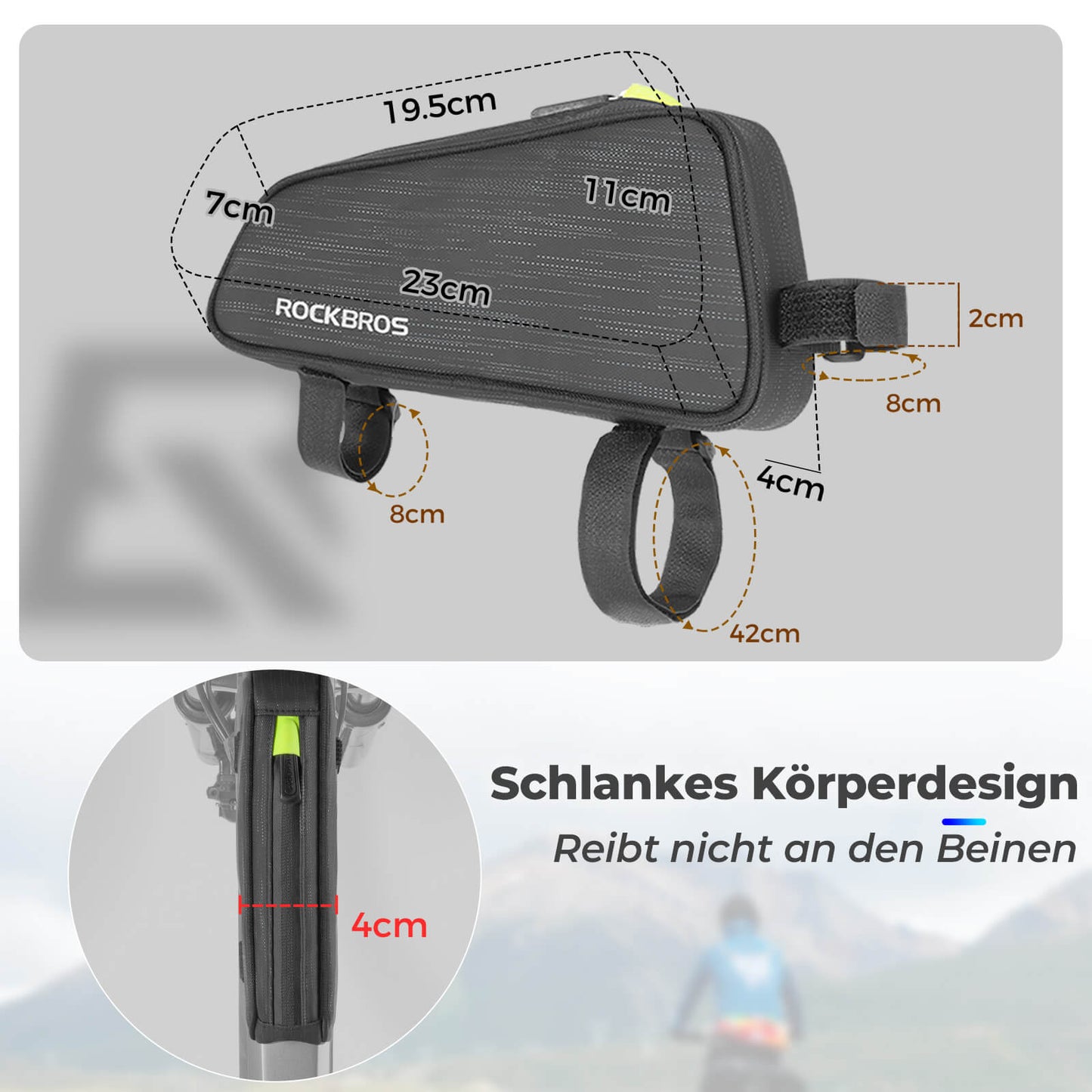 Fietstas voor op de bovenbuis/zadeltas 1,1 liter met interne vakken ROCKBROS