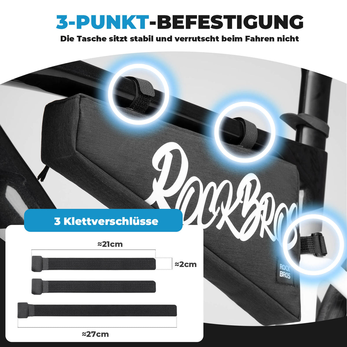 ROCKBROS Frametas met klittenbandsluiting 1,9L - SketchRide Series