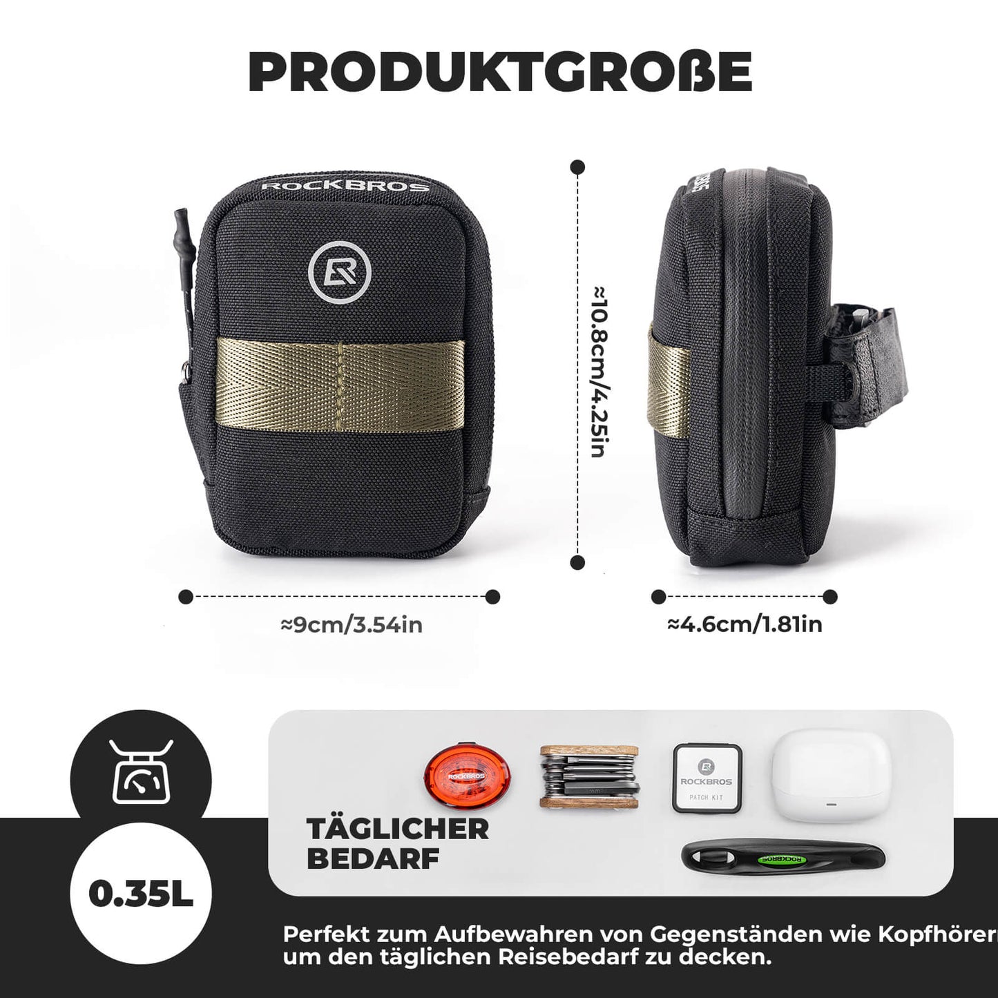 Fietszadeltas Compacte opbergtas Racefiets MTB ROCKBROS
