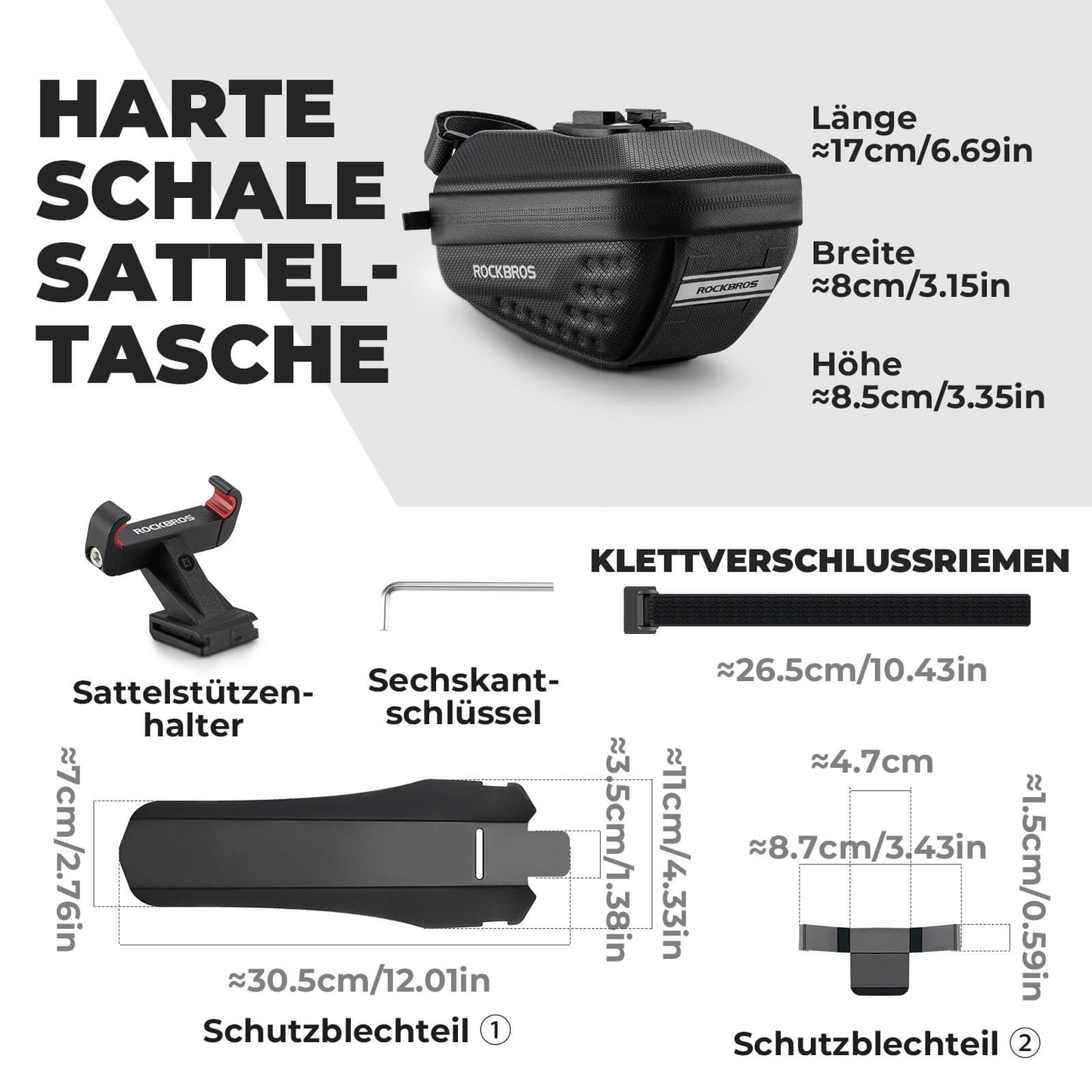 Fietszadeltas met spatbord, waterafstotend, 1,3L/0,8L, ROCKBROS