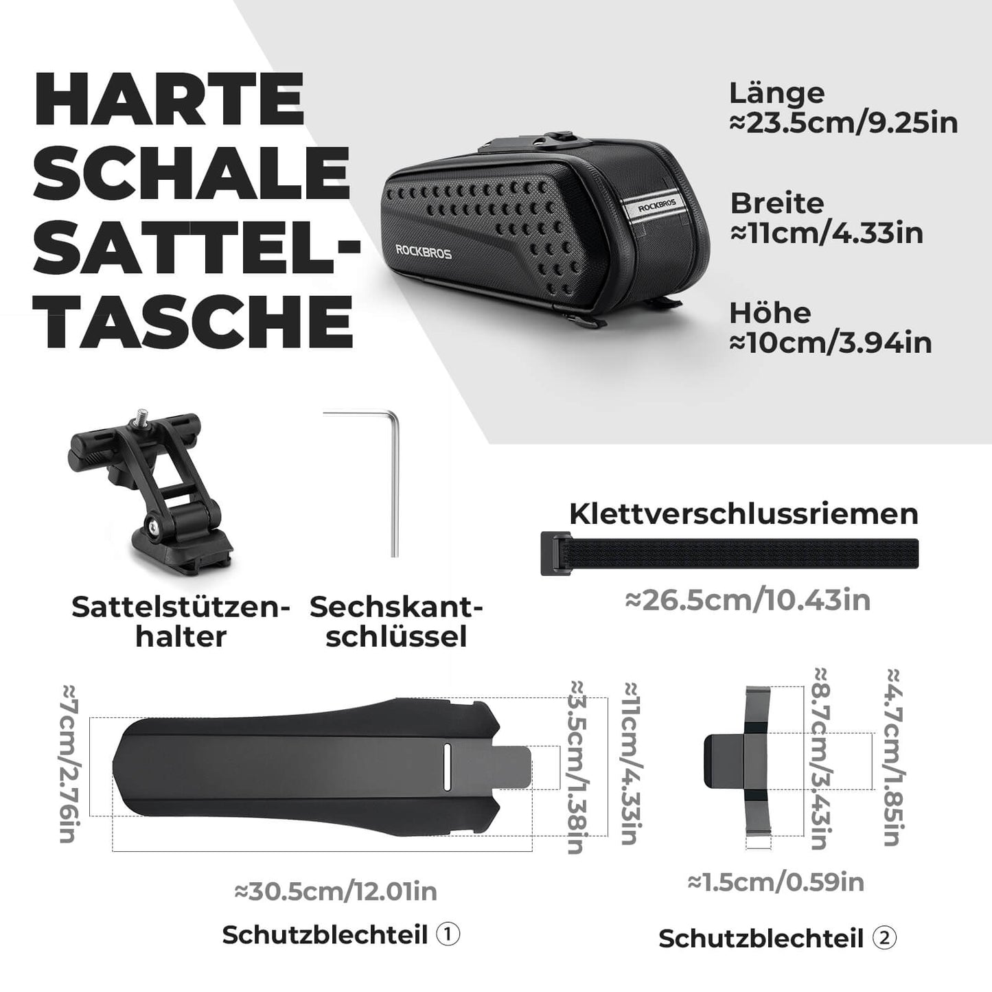 Fietszadeltas met spatbord, waterafstotend, 1,3L/0,8L, ROCKBROS