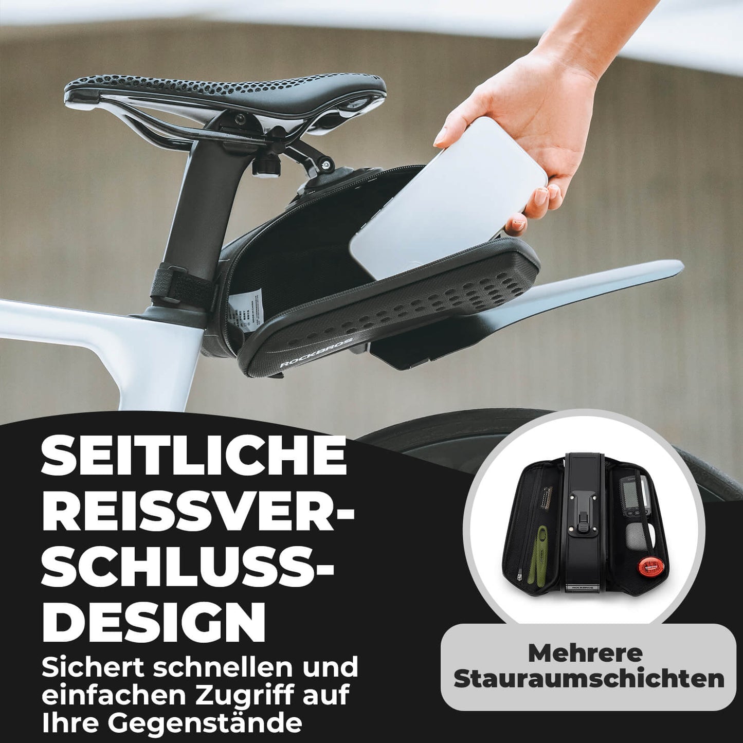 Fietszadeltas met spatbord, waterafstotend, 1,3L/0,8L, ROCKBROS