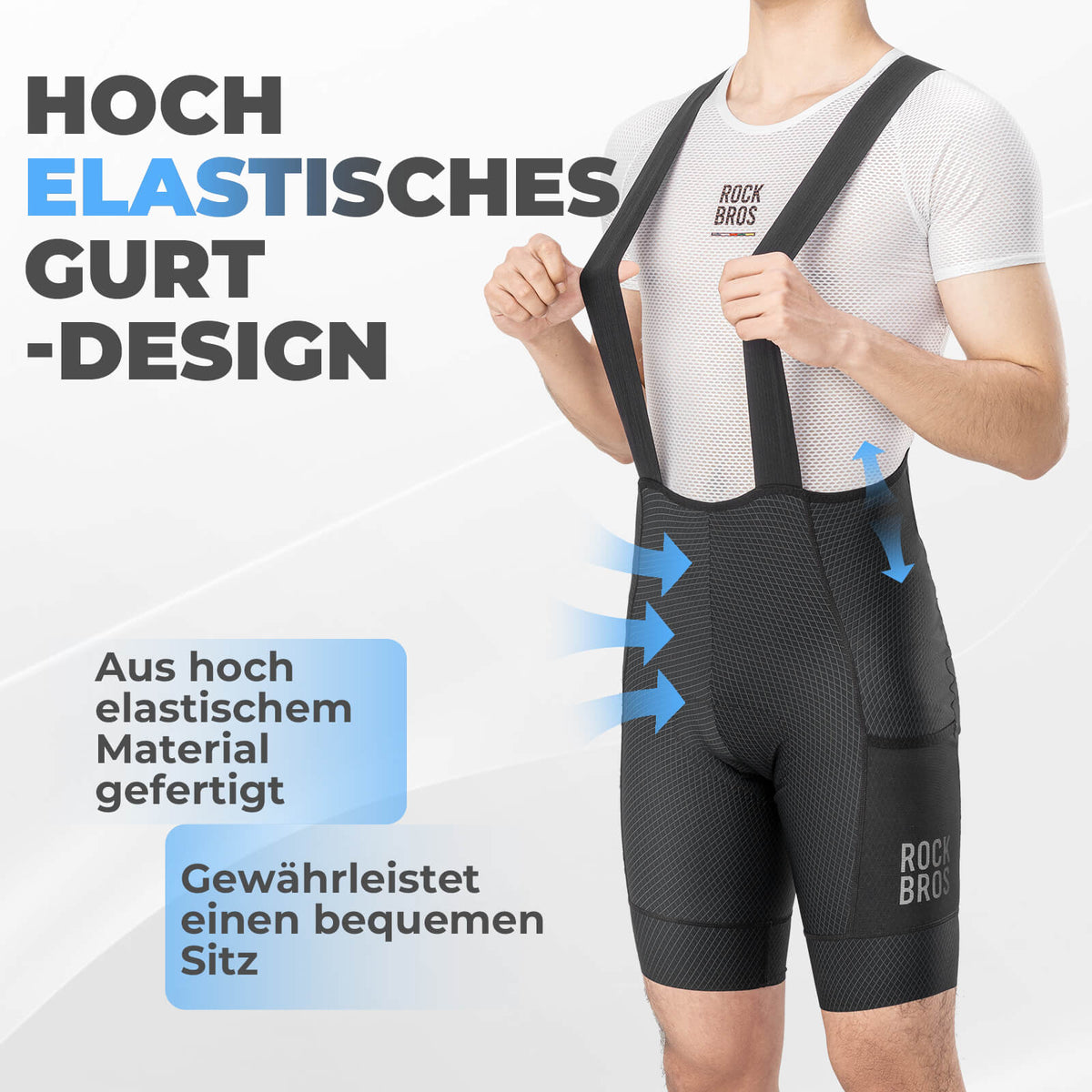 ROCKBROS Heren Fiets Broek met Bretellen met Zitzender Ademend Zomer