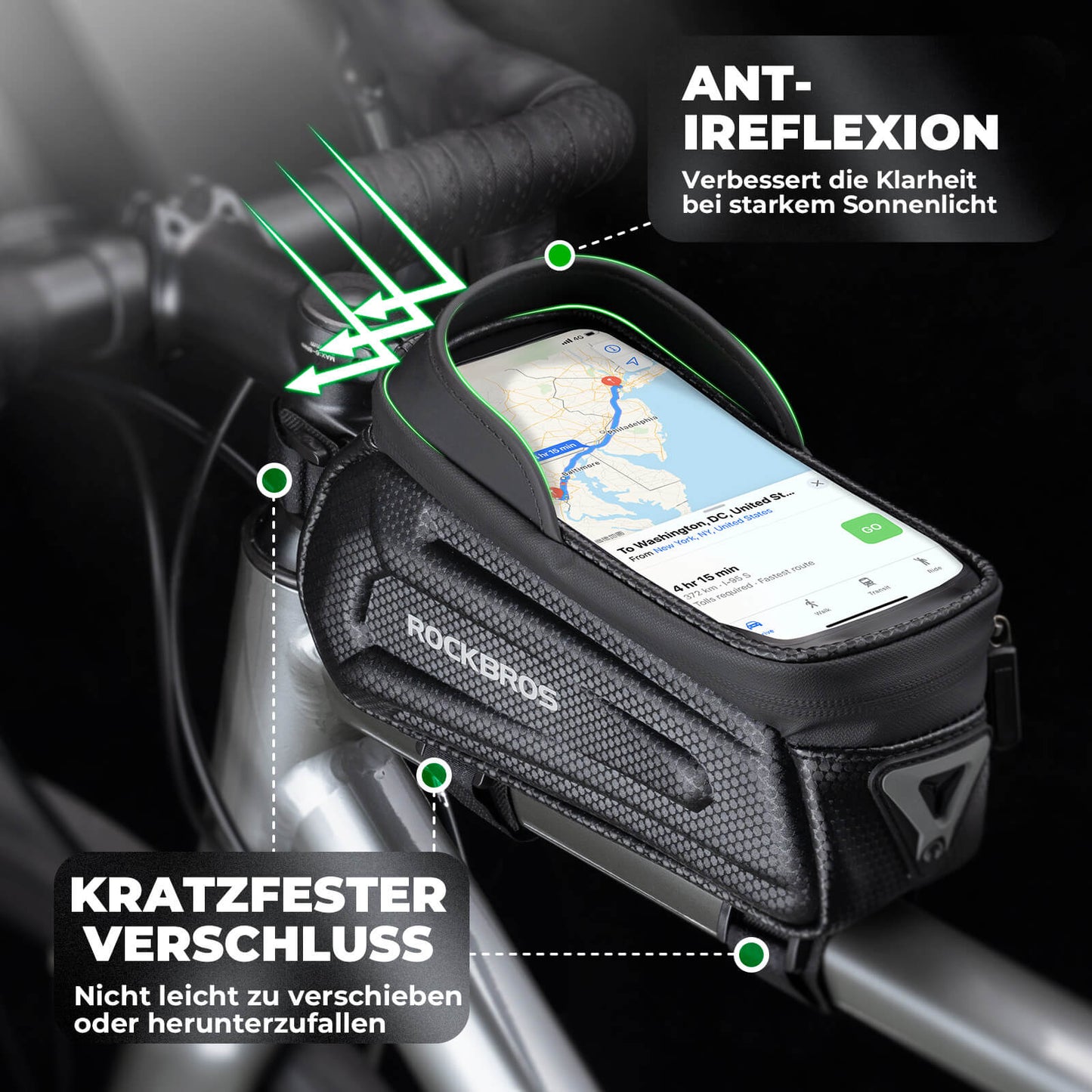 Waterafstotende fietstas, telefoonhoesje met TPU-touchscreen, ROCKBROS