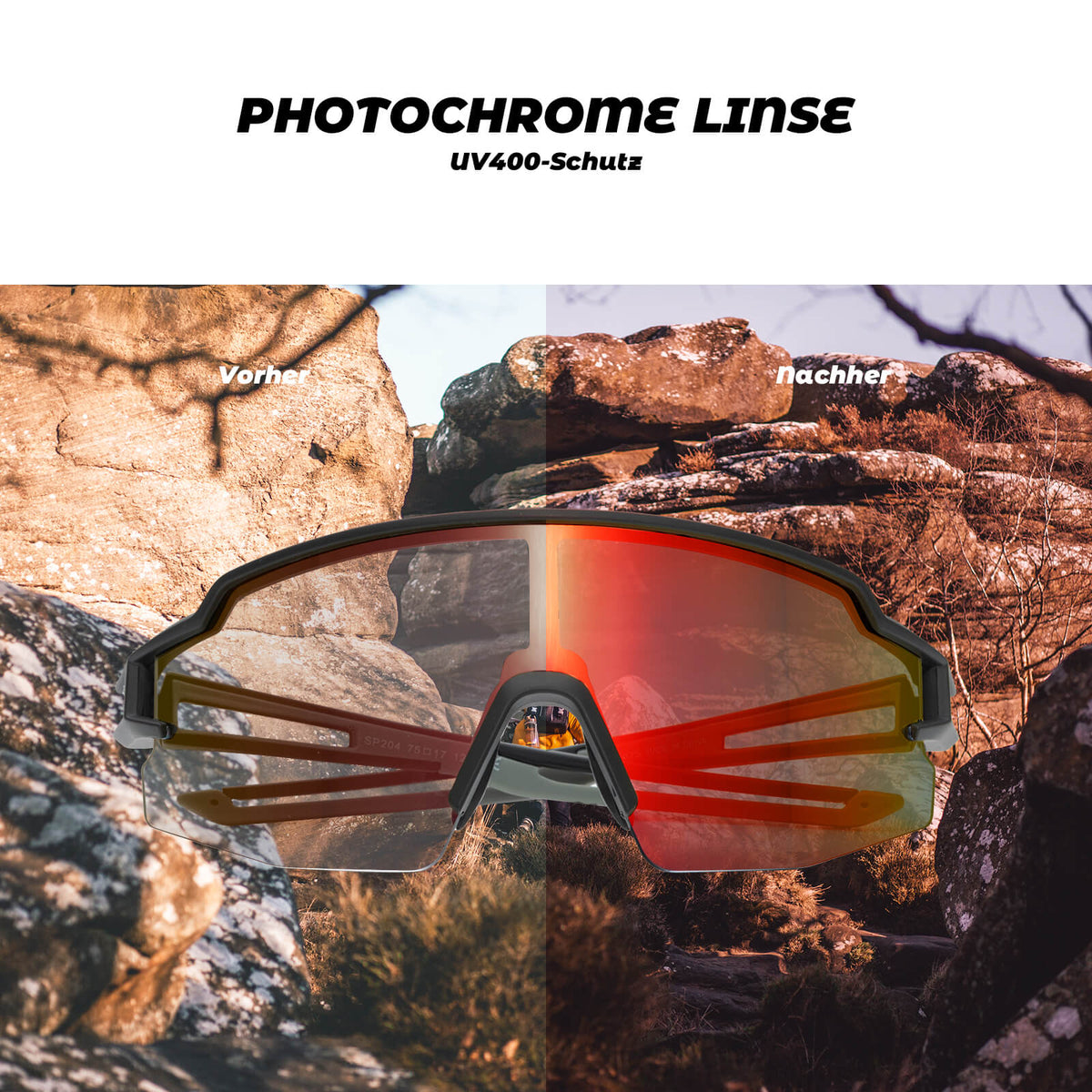 ROCKBROS Fietsbril Fotochromatische Zonnebril UV400-Bescherming