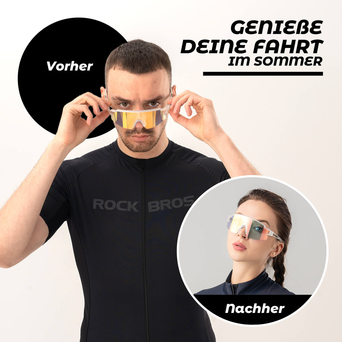 ROCKBROS Fietsbril Fotochromatische Zonnebril UV400-Bescherming