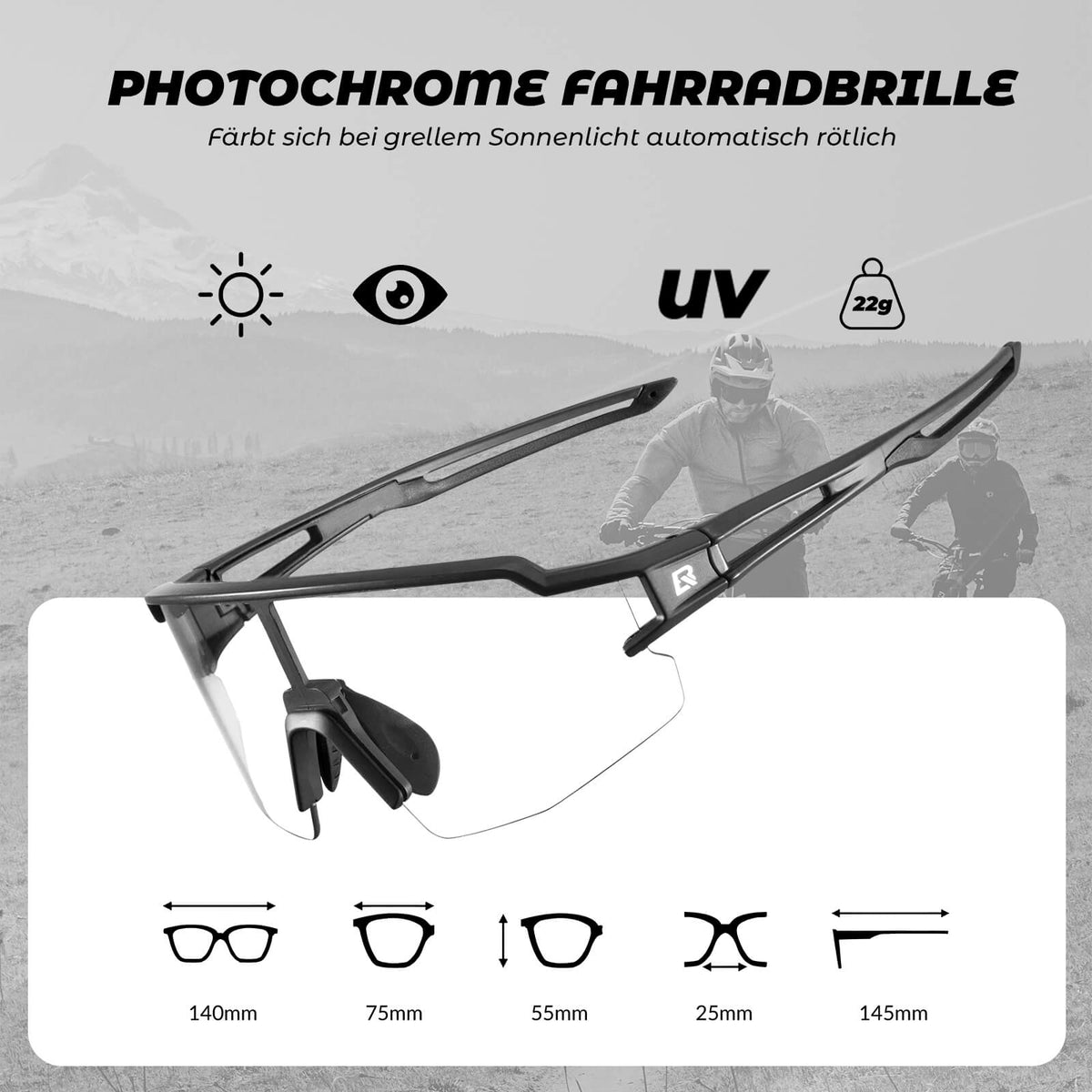 ROCKBROS Fietsbril Fotochromatische Zonnebril UV400-Bescherming