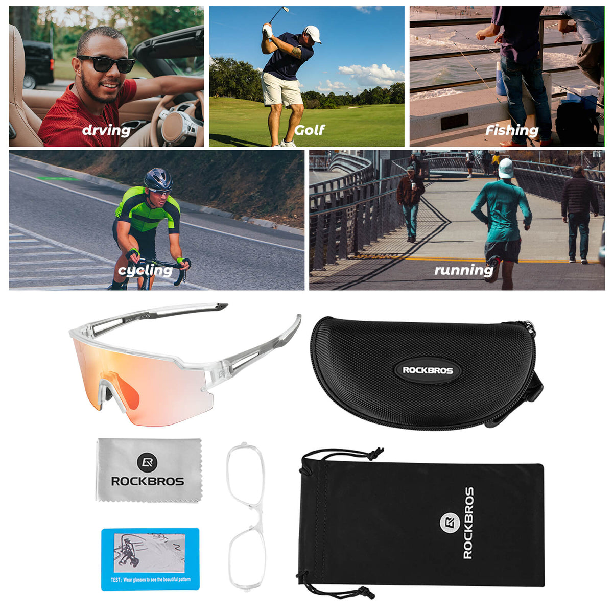 ROCKBROS Fietsbril Fotochromatische Zonnebril UV400-Bescherming