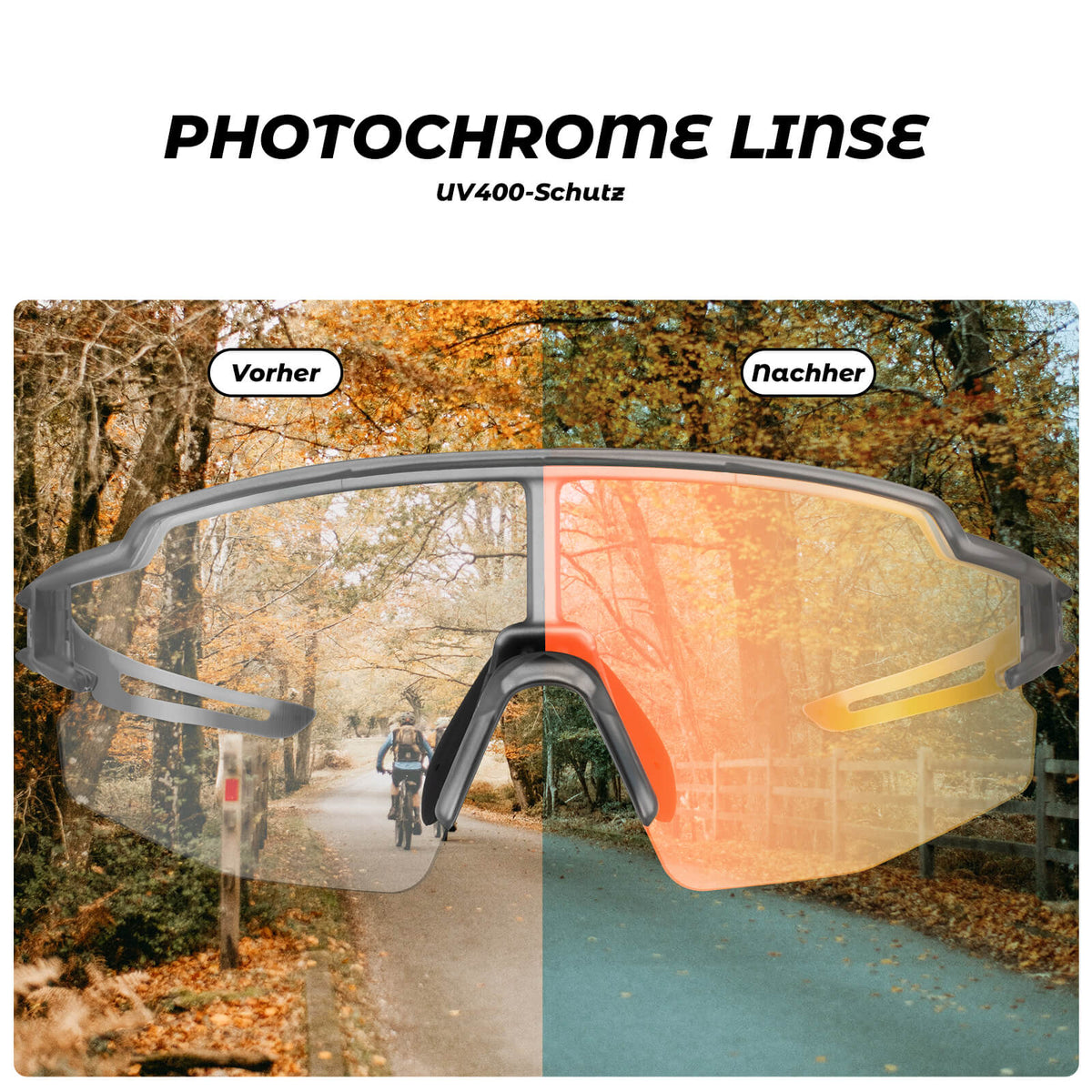 ROCKBROS Fietsbril Fotochromatische Zonnebril UV400-Bescherming