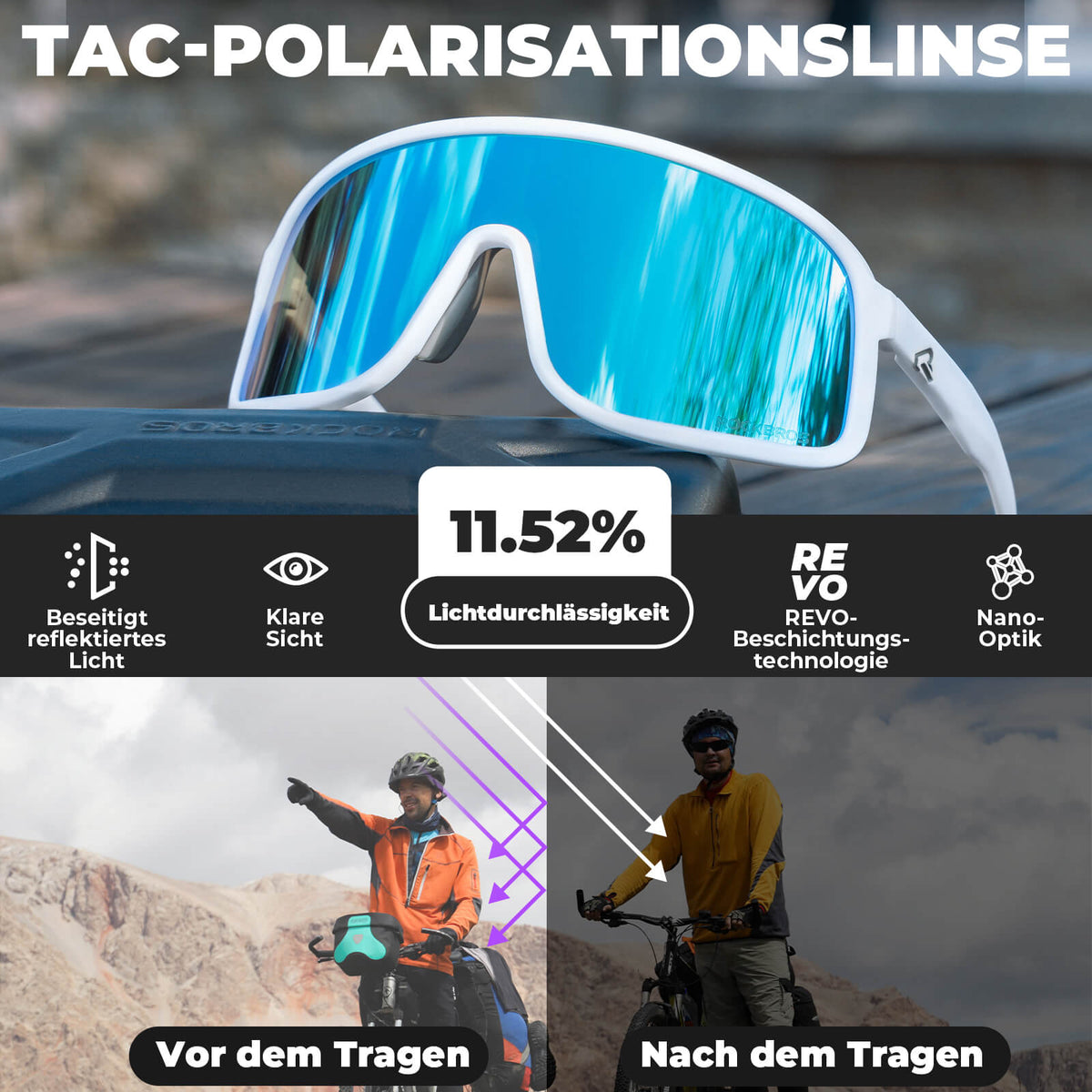 ROCKBROS Zonnebril Zelftönend UV400-bescherming
