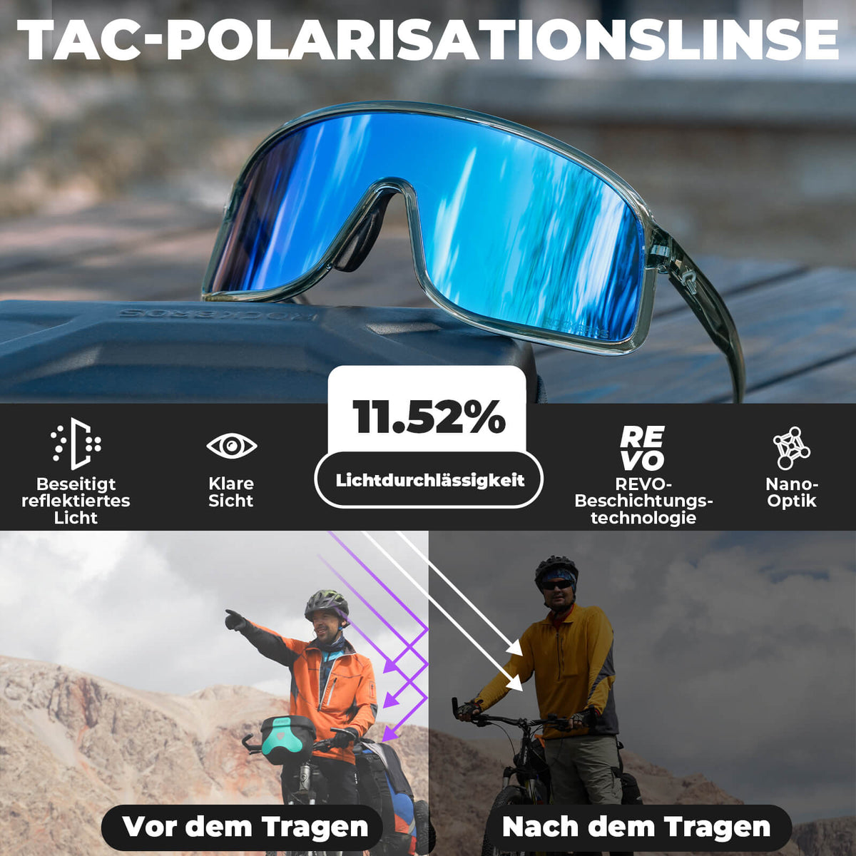 ROCKBROS Zonnebril Zelftönend UV400-bescherming