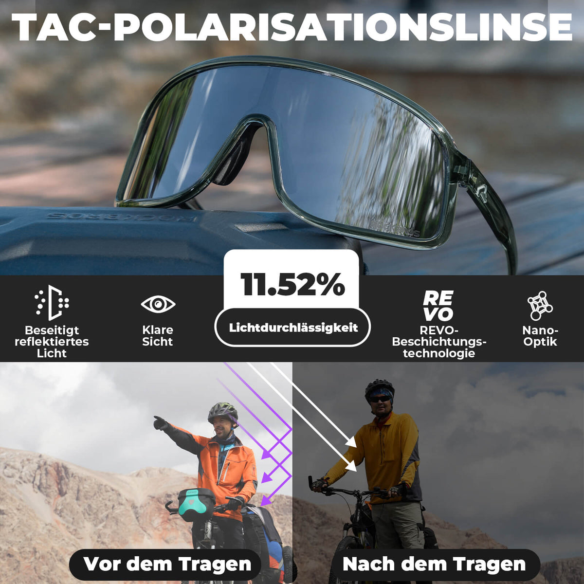 ROCKBROS Zonnebril Zelftönend UV400-bescherming