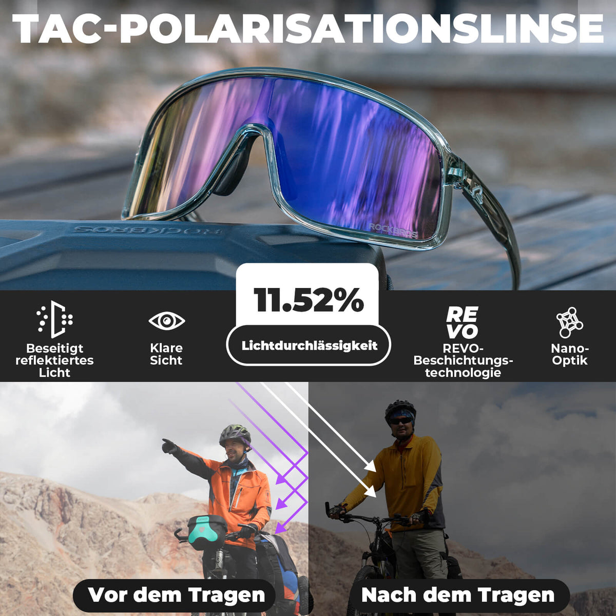 ROCKBROS Zonnebril Zelftönend UV400-bescherming